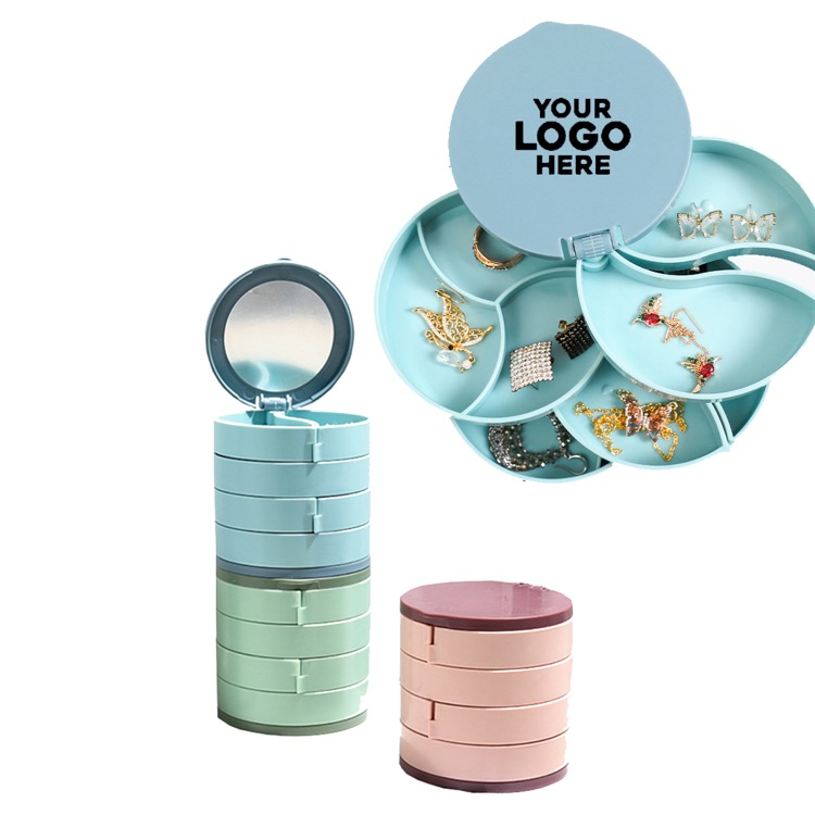 Four-layer 360-degree rotating jewelry box on the desktop 4