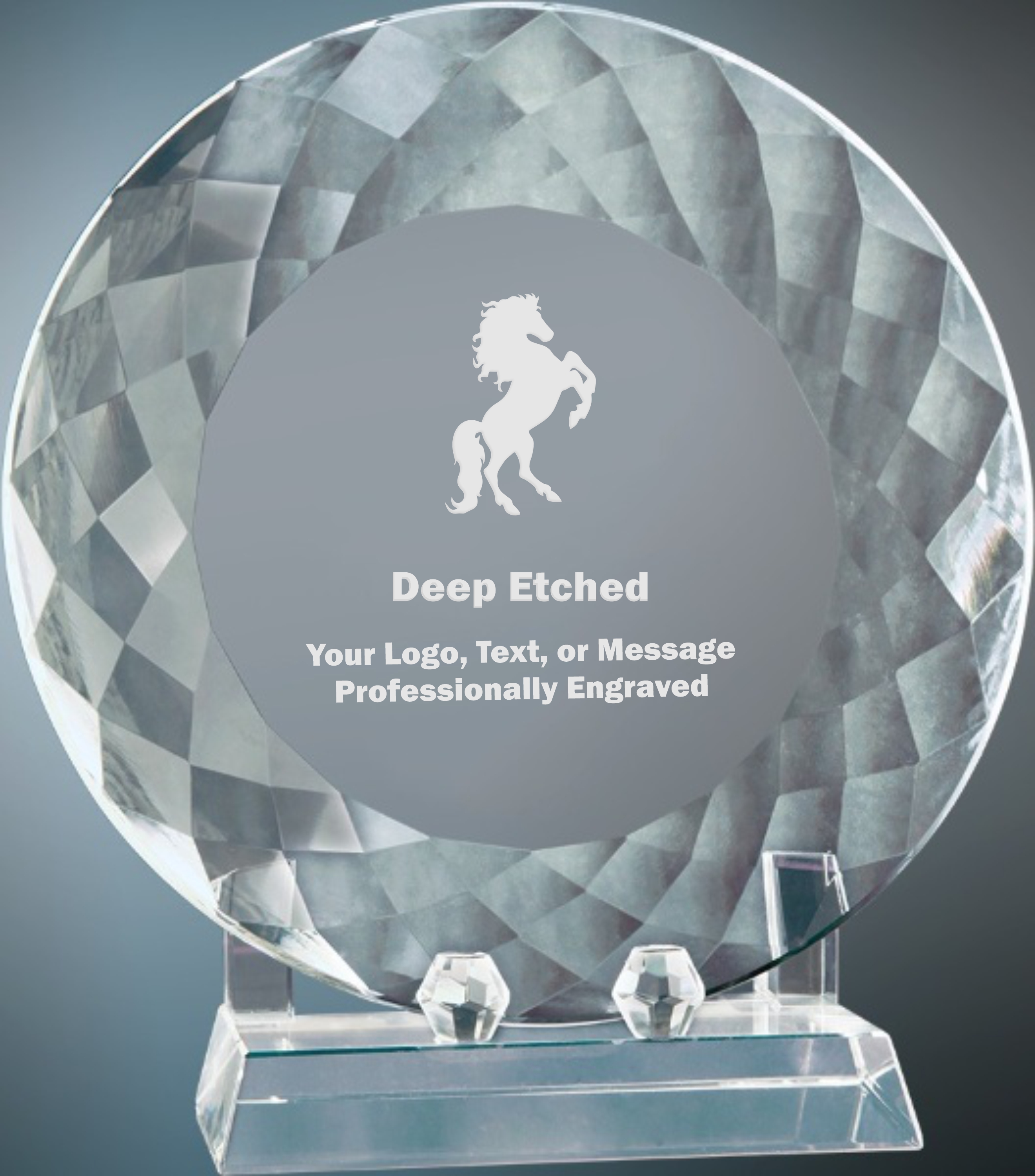 8 1/2" Crystal Plate with Base Award