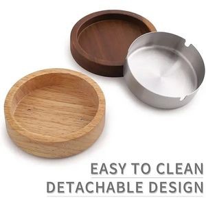 Wooden Ashtray With Lid For Smokers Stainless Steel Liner 14