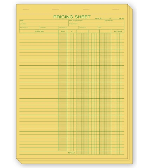 Pricing sheets 2