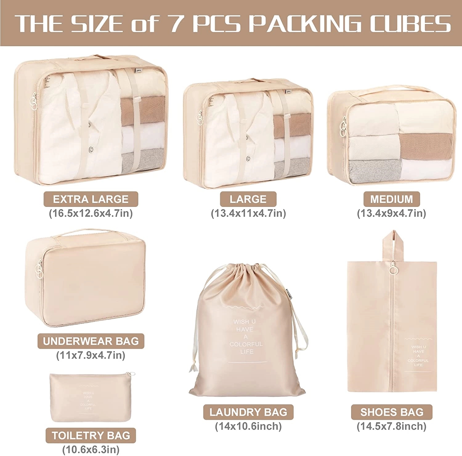 Lightweight Travel Packing Cubes 7 Set For Suitcases 5