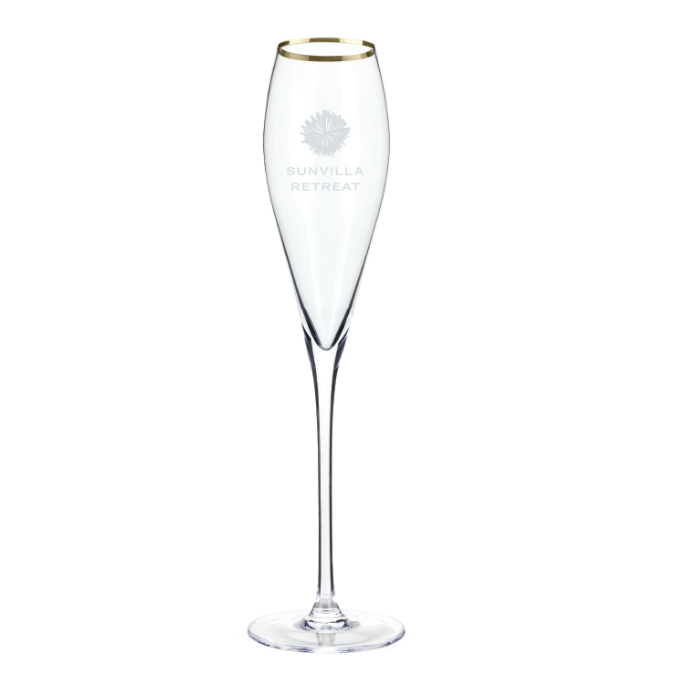 Viski® Gold-Rimmed Crystal Champagne Flute