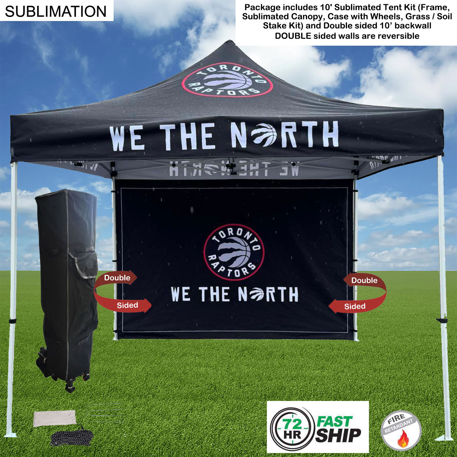 72Hr Fast Ship - Tent Backwall Package 2, 10' Sublimated Tent Kit and Full DOUBLE sided backwall