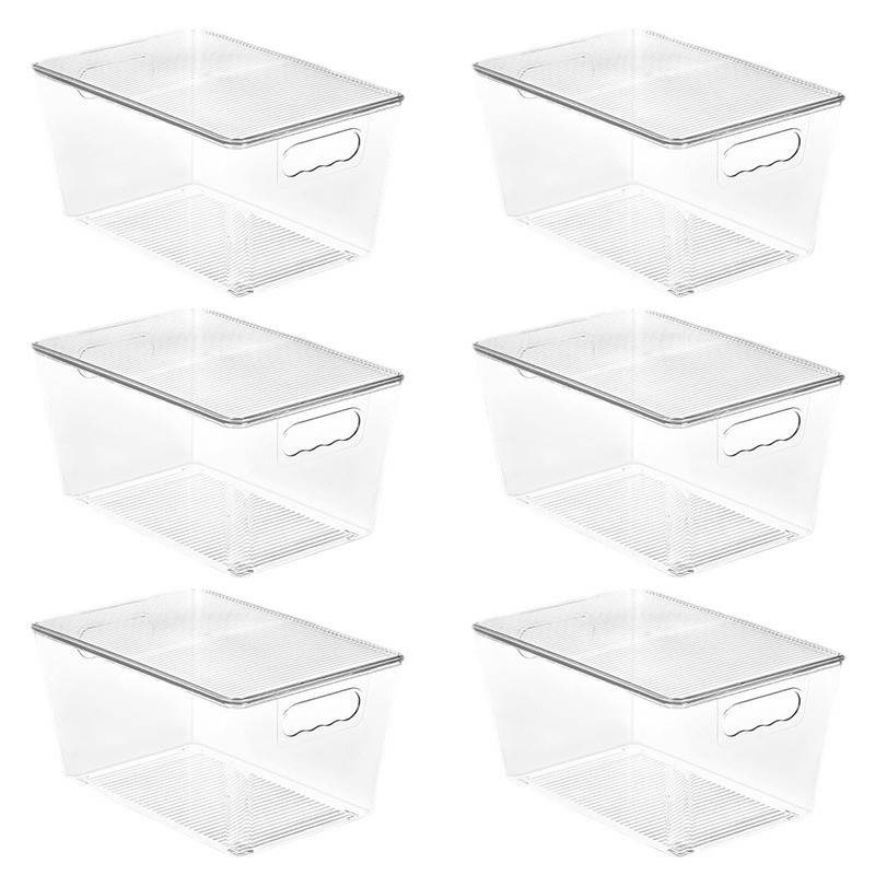 6-pack Clear Stackable Organizers and Storage Bins w/ Lids 3