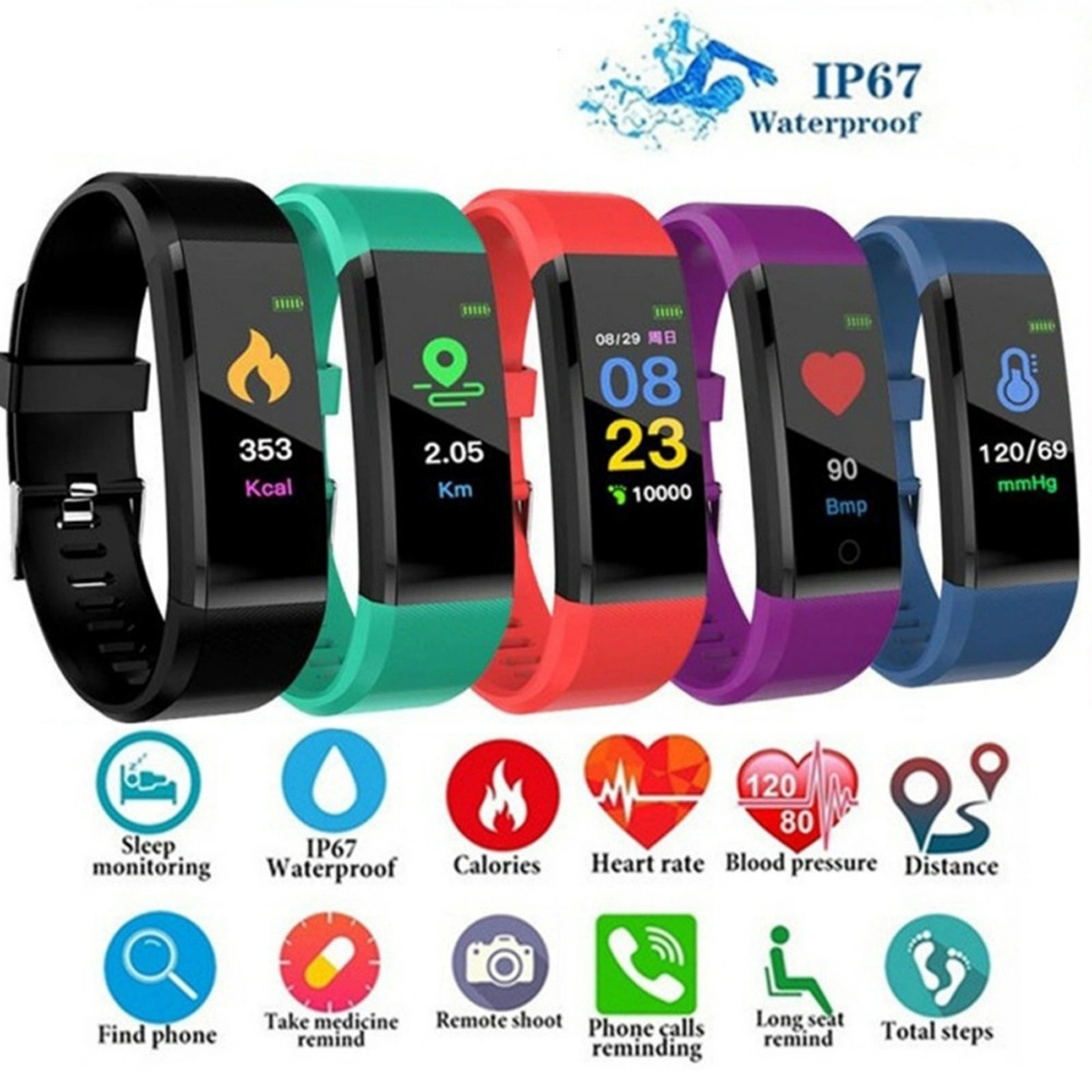 Waterproof Sport Smart Watch Bracelet 5