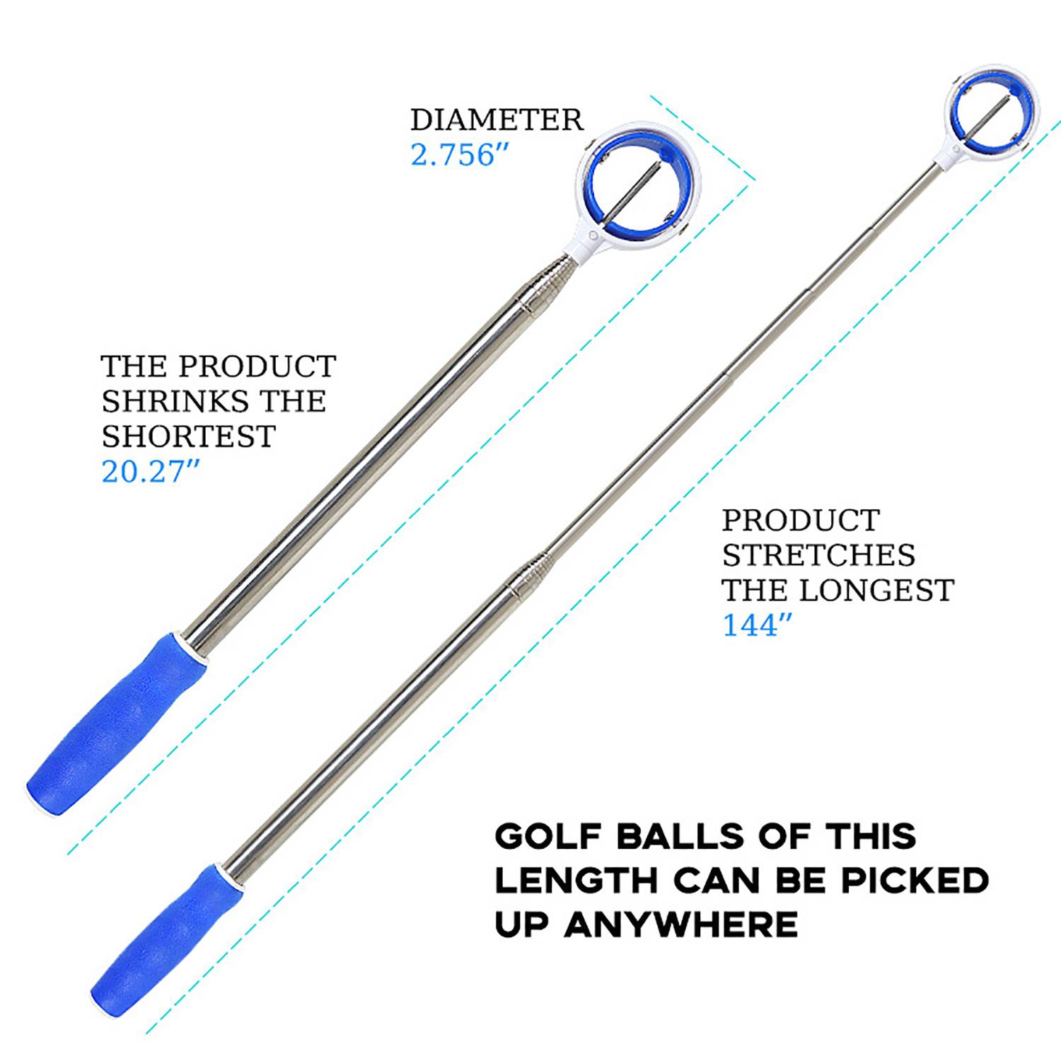 Telescopic Golf Ball Retriever with Spring Release Head 3