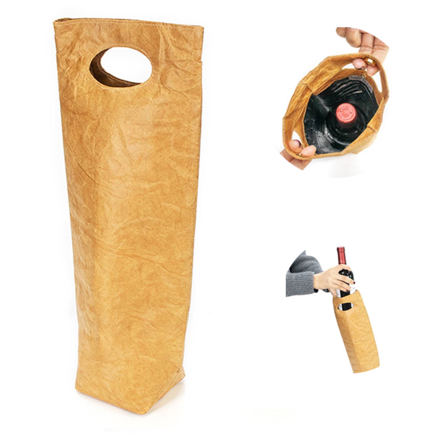 Washable Paper Handheld Red Wine Bag Insulated Tote 3
