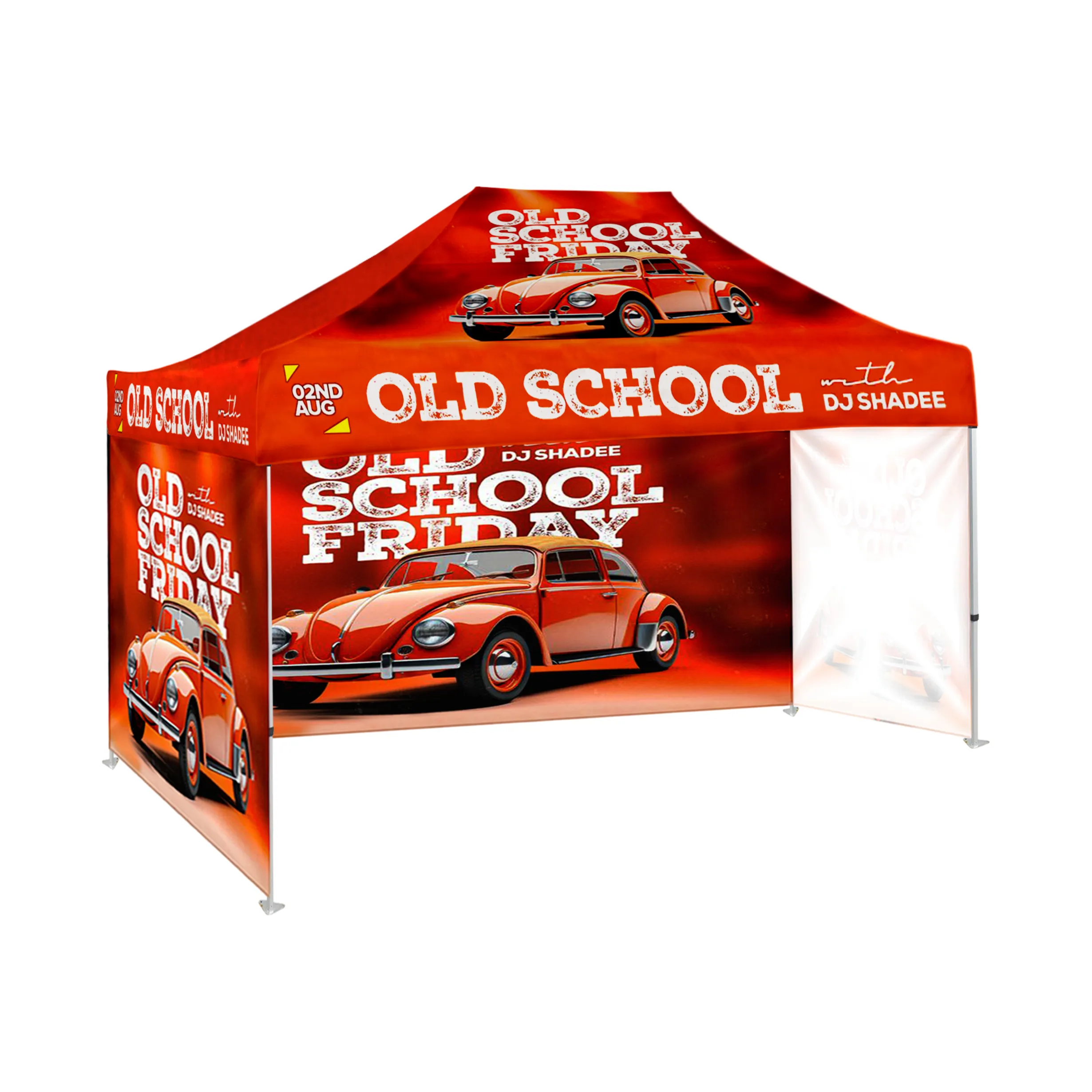 10'x15' Tent Canopy w frame, 1 long full + 2 side full wall 4