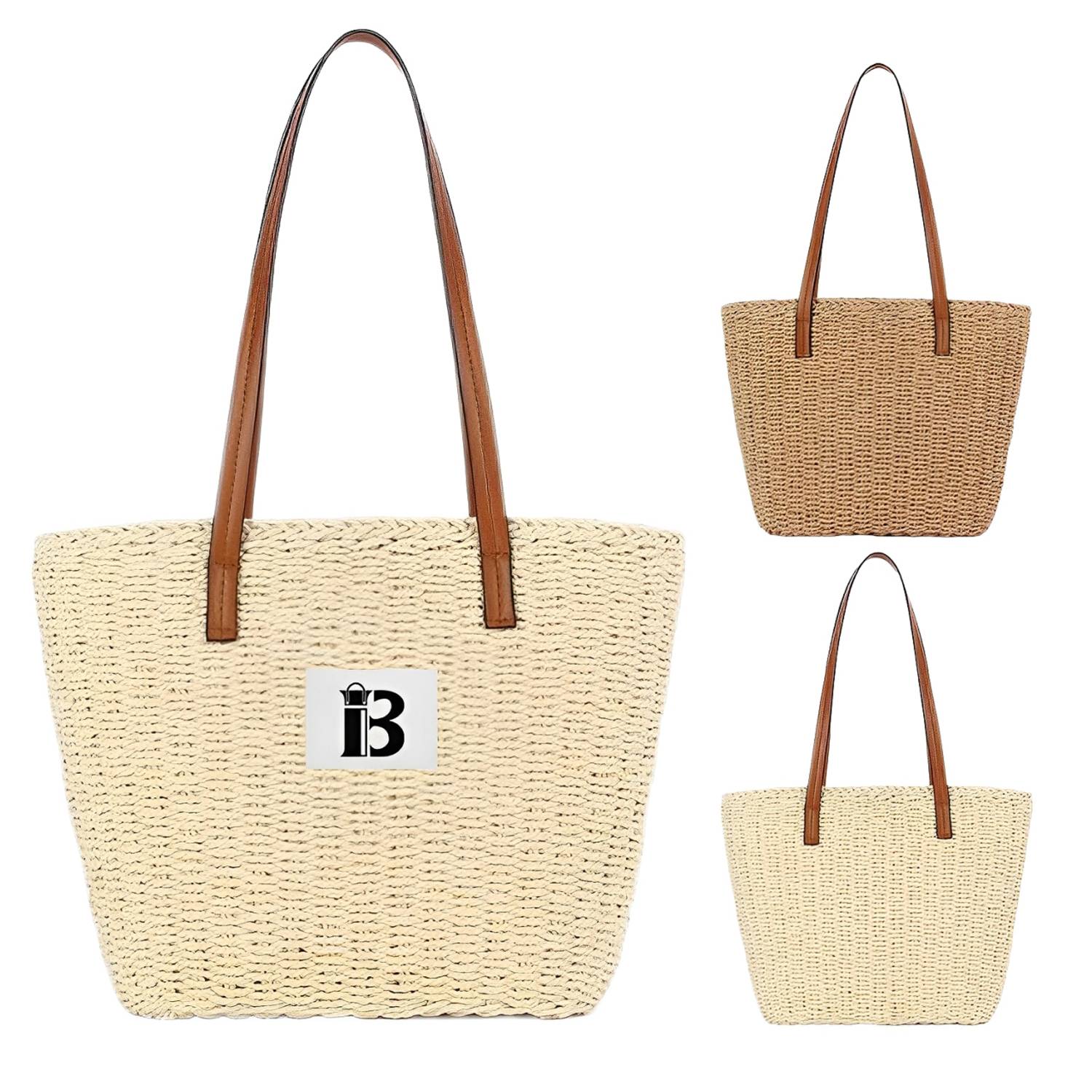 Fashion Handmade Woven Tote Bag for Summer Beach Travel, custom tote bag with logo imprint 1