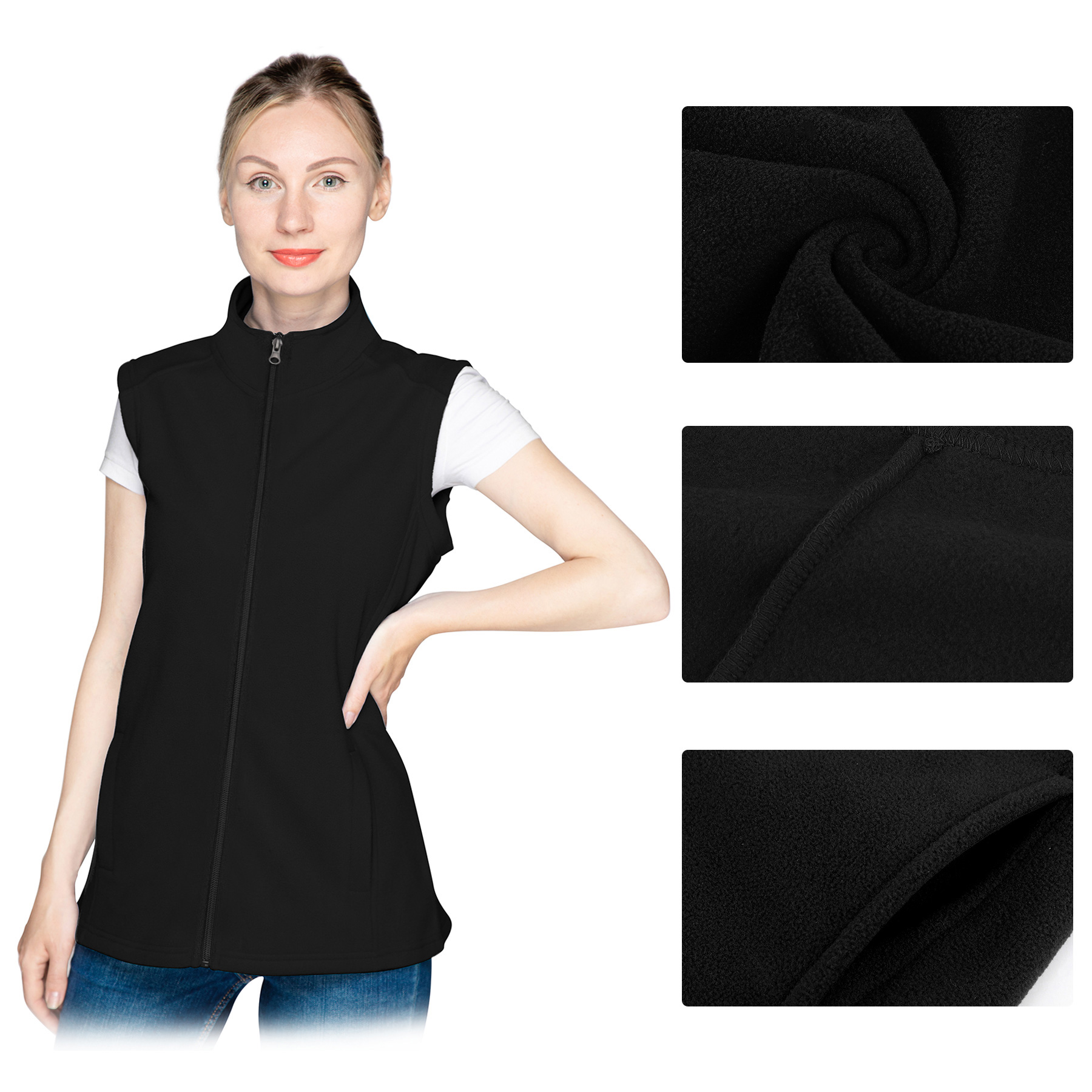 Women's Basic Full-Zip Polar Fleece Vest 1