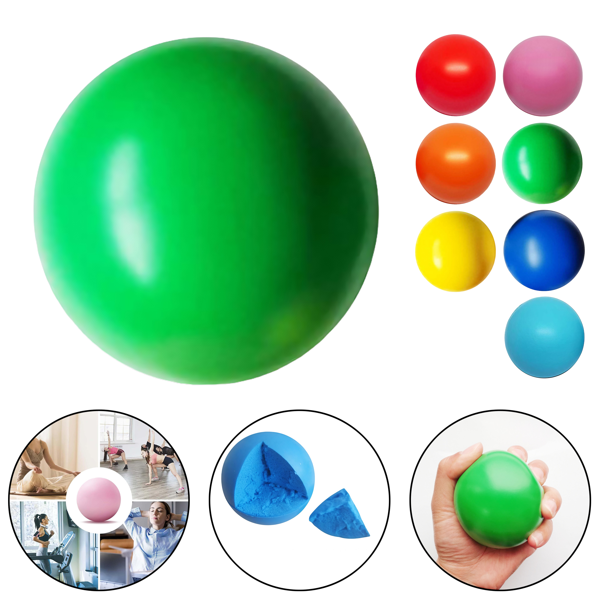 PU Foam Stress Ball Solid Sponge Squeeze Ball Rehabilitation Grip Ball for Pressure Relief 1