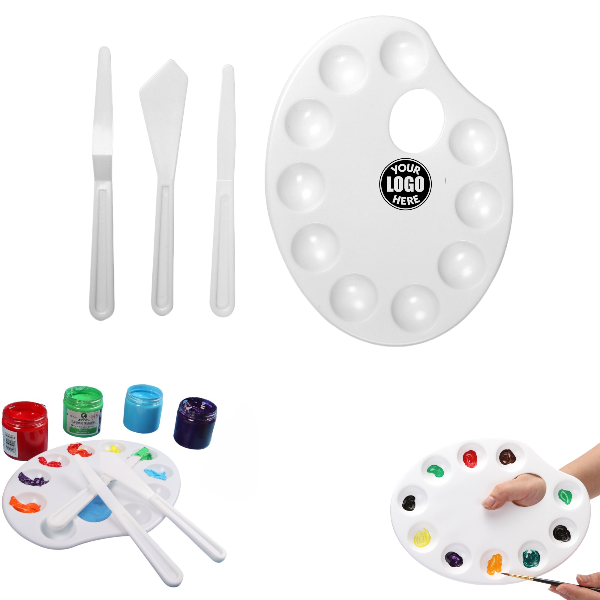 Plastic Palette w/Spatula Knives Art Supplies Kit 2