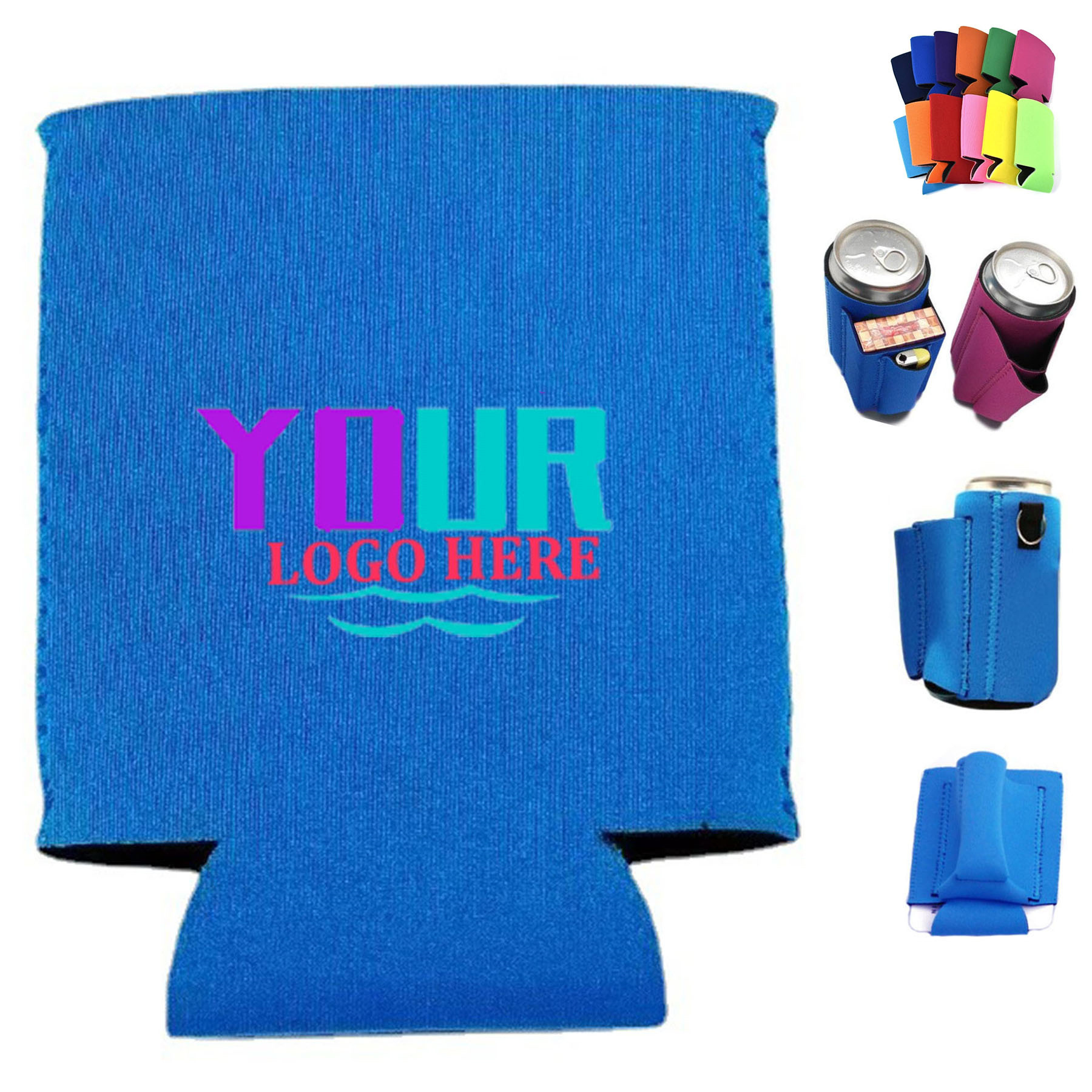 Beer Can Chuggie With Two Pockets, custom koozie with logo imprint 2