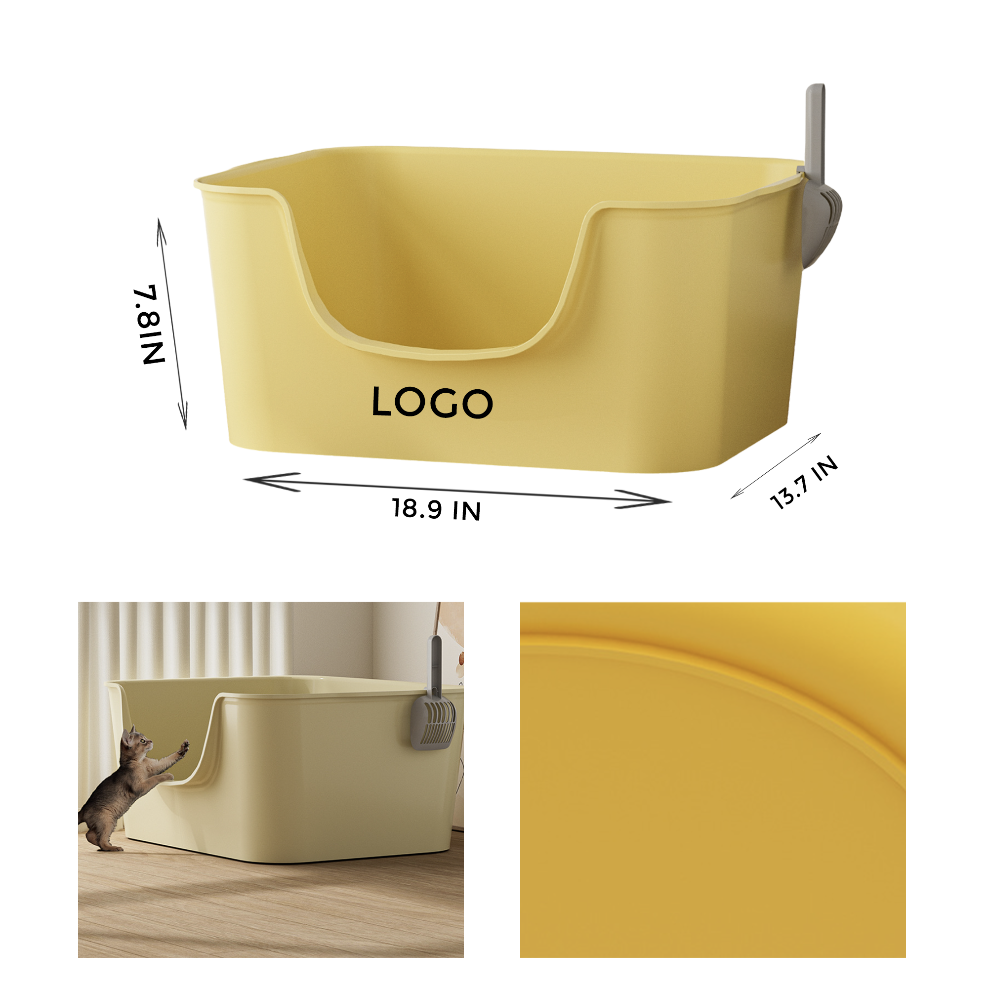 MOQ 10 PCS Economical Plastic Open Cat Litter Box 2