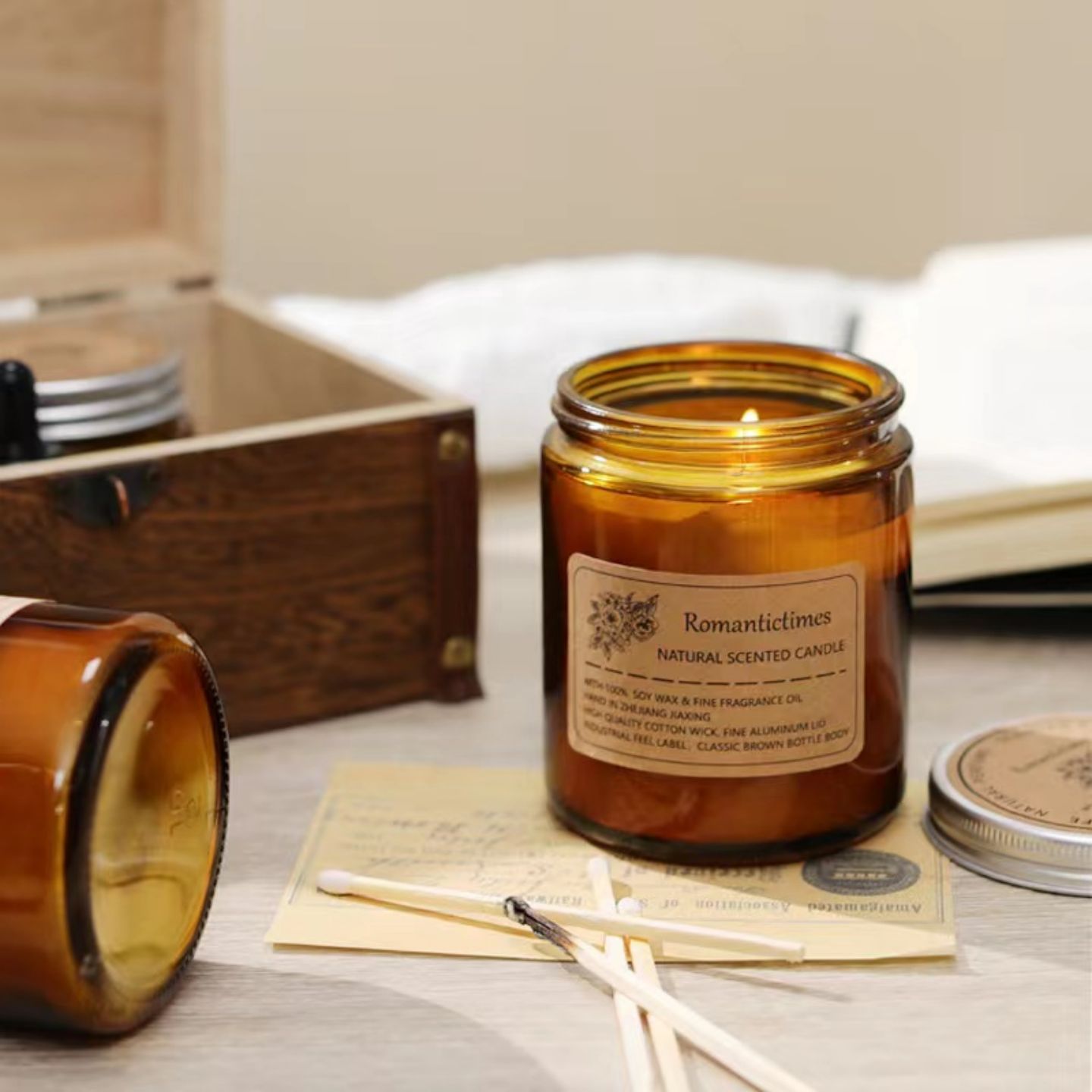 Vintage Plain Amber Soybean Wax Candle 3