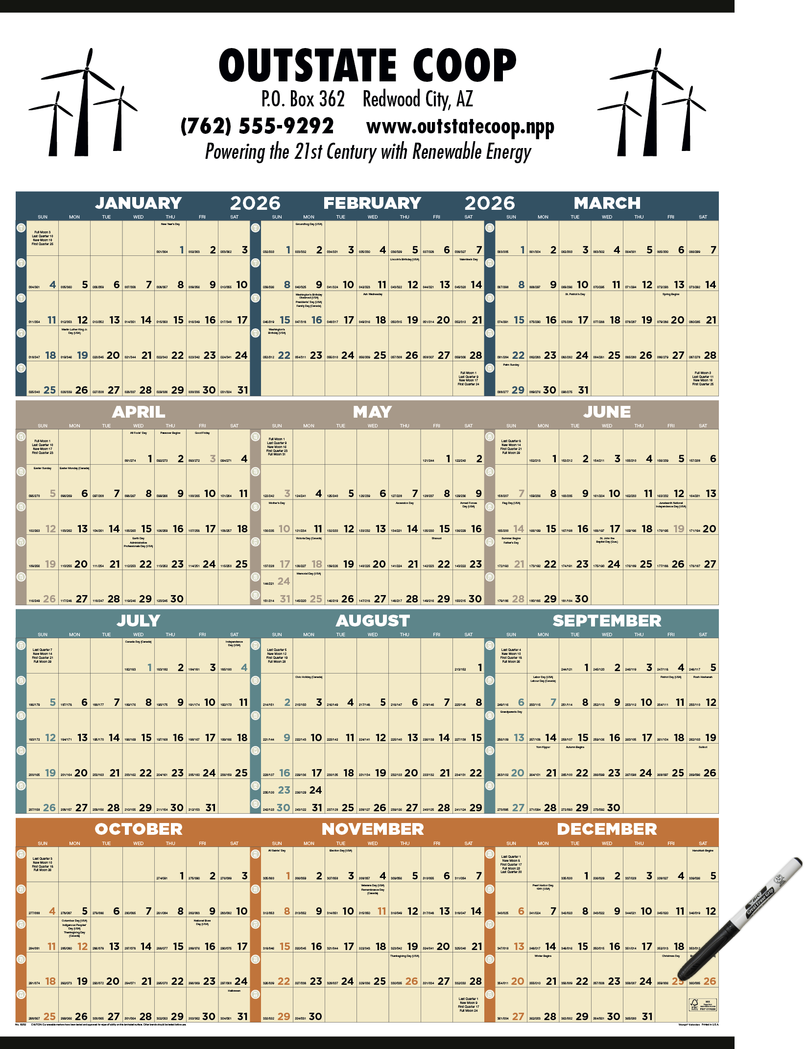 Triumph® Calendars Time Management Span-A-Year (Laminated w/Marker) Calendar 7