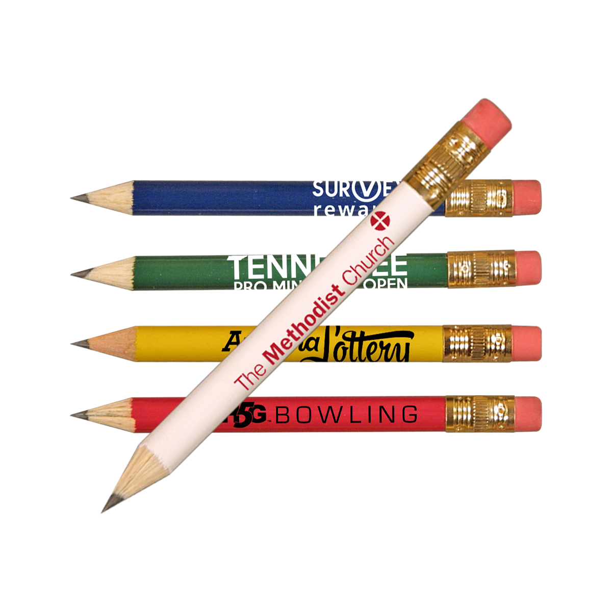 Round Golf Pencil with Erasers 5