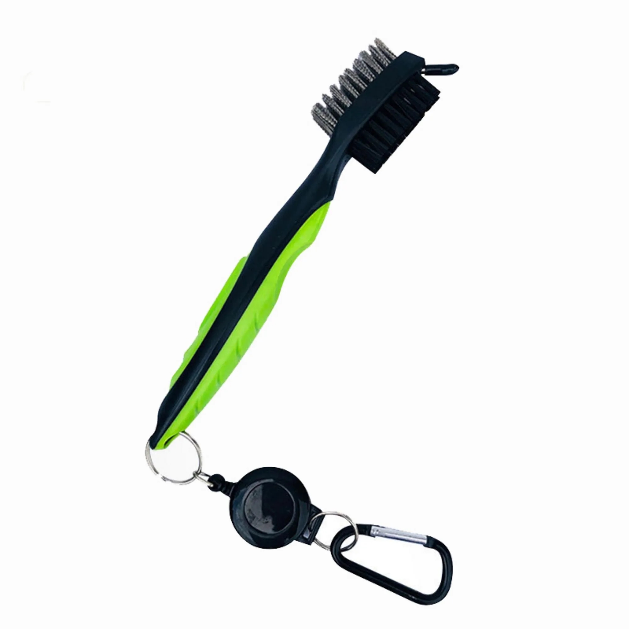 Golf Club Cleaning Brush with Retractable Aluminum Carabiner 2