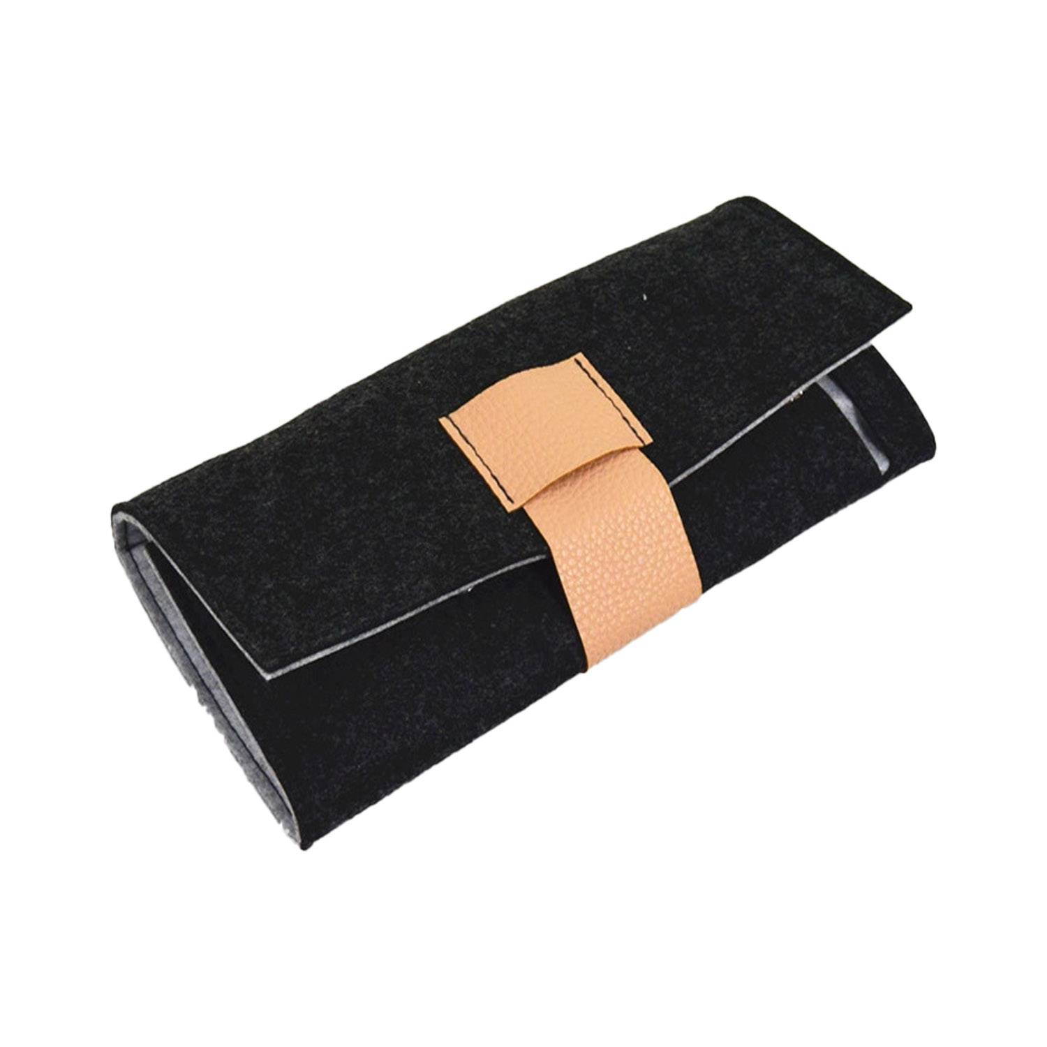 Portable Roll-up Felt Jewelry Roll Storage Bag 8