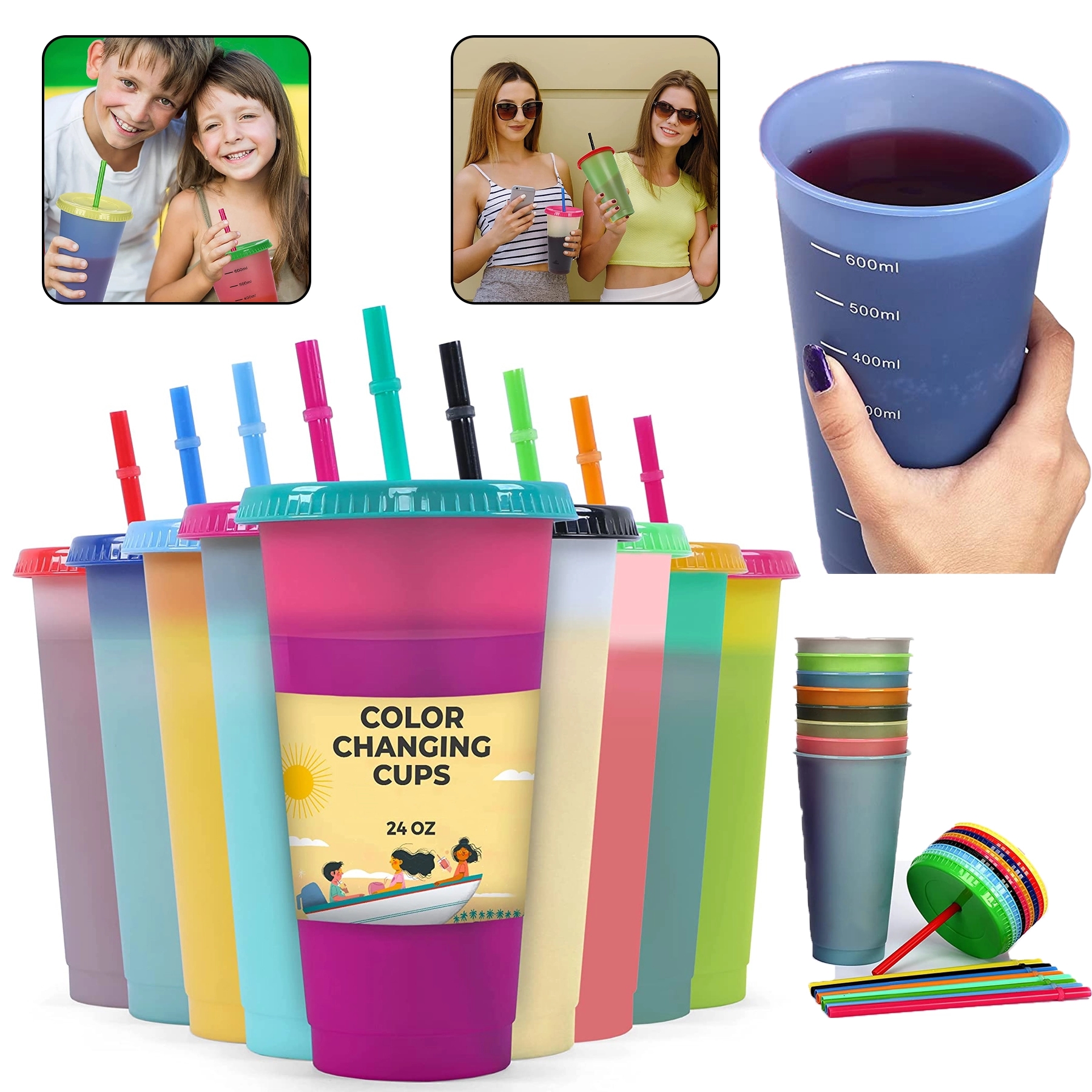 24oz Color Changing Cups with Lids and Straws 1