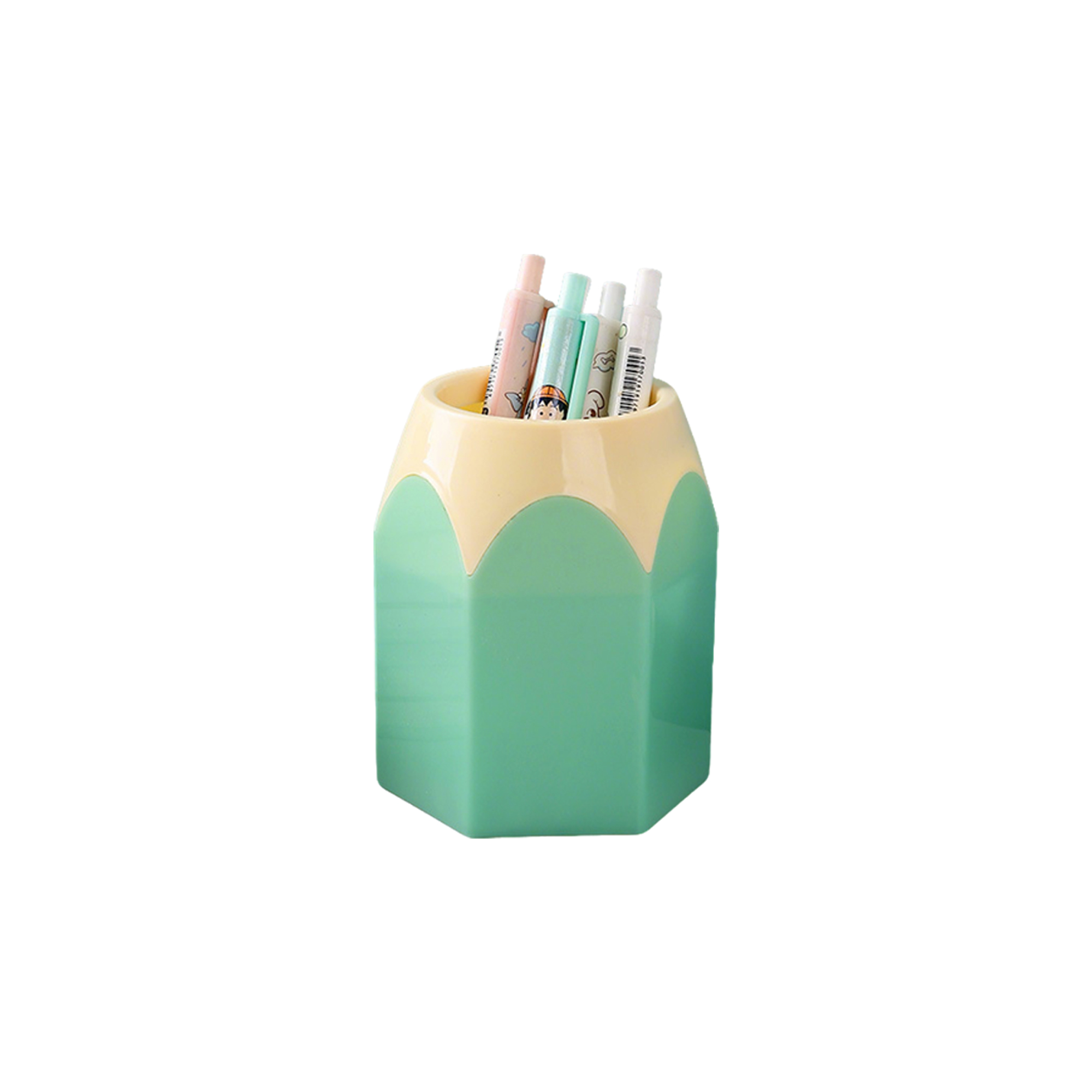 ABS Hexagonal Base Pencil Holder With Contrast Color 3.35" x 2.56" x 4.13" 3