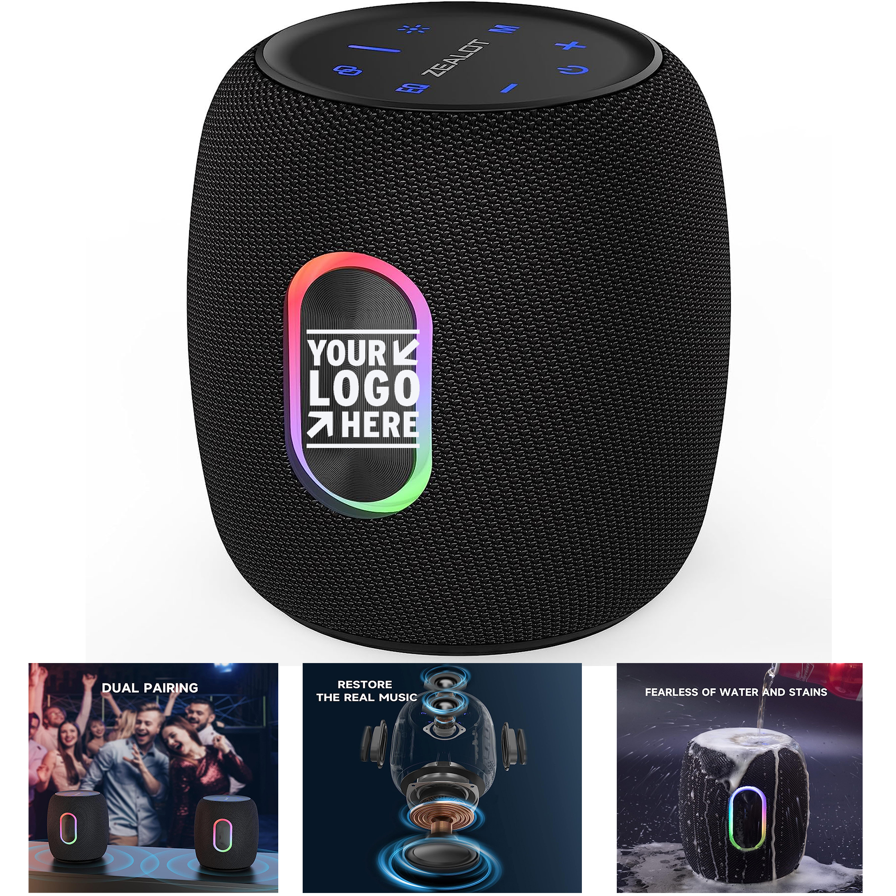 360Surround 75W Portable IP67 Wireless Bass Boost Bluetooth 5.2 Stereo Dual Pairing Speaker