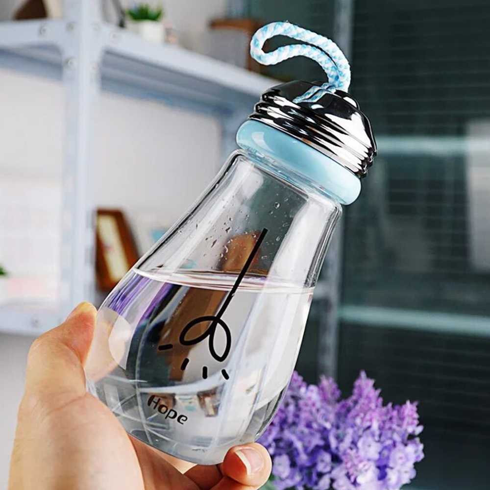 Bulb Shaped Glass Water Bottles, custom glassware with logo imprint 4