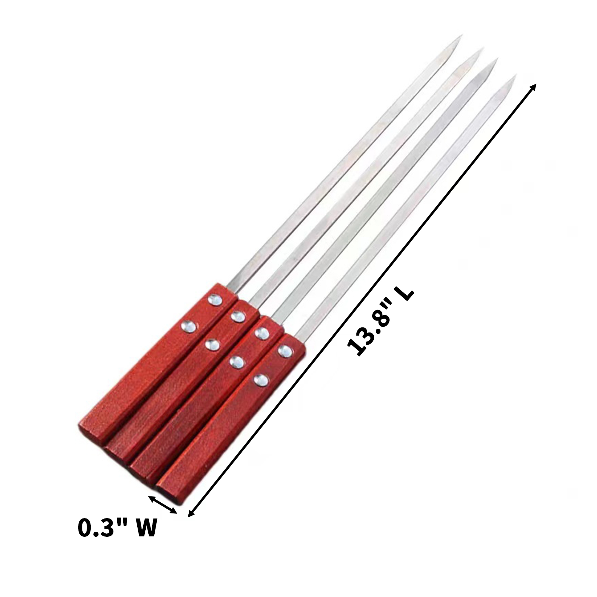 Stainless Steel Barbecue Skewer With Wooden Handle 13.8" 3