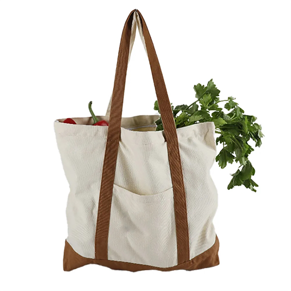 Large-Size Portable Canvas Boat Tote Bag with Front Pocket, custom tote bag with logo imprint 2
