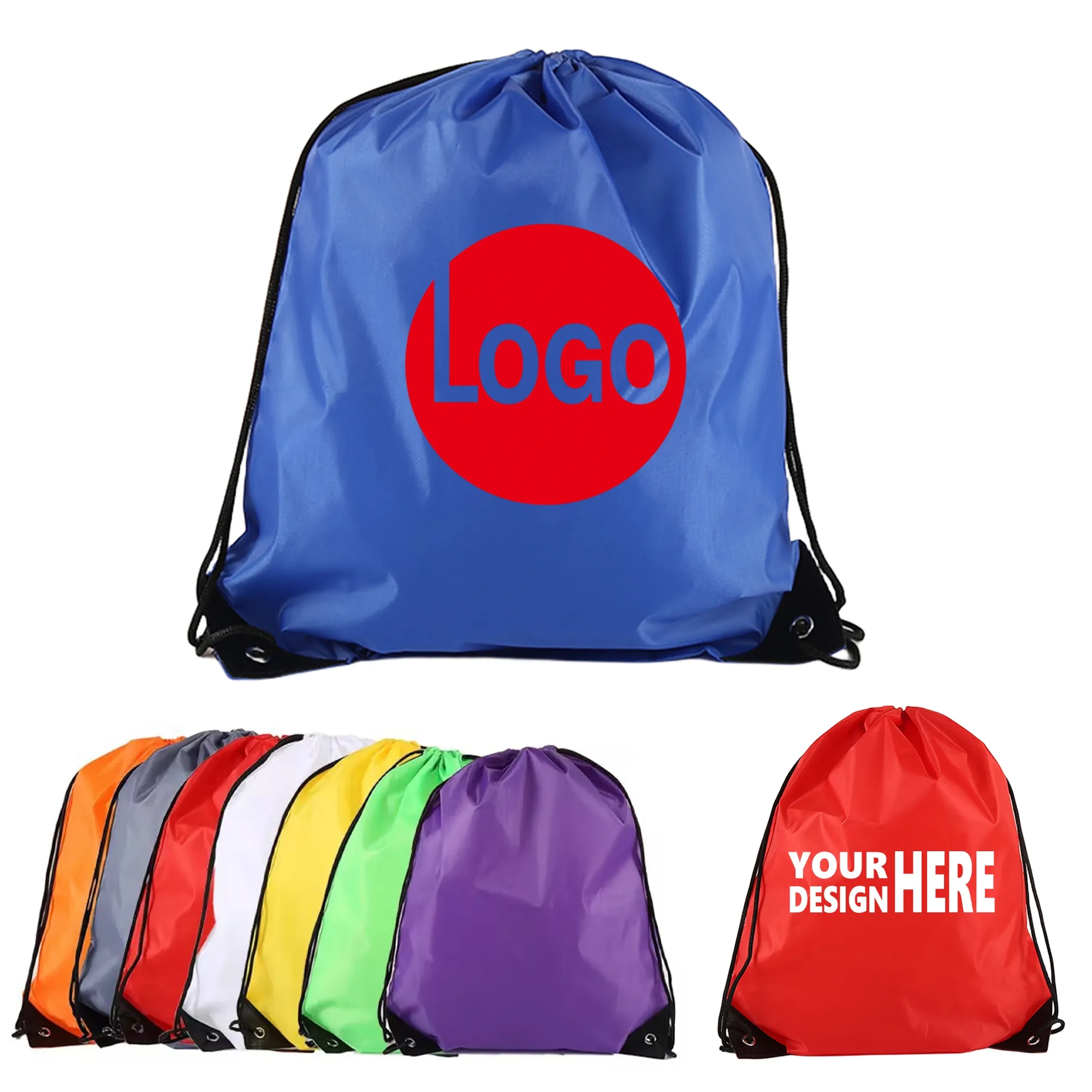 Sport Polyester Drawstring Backpack Bag MOQ100