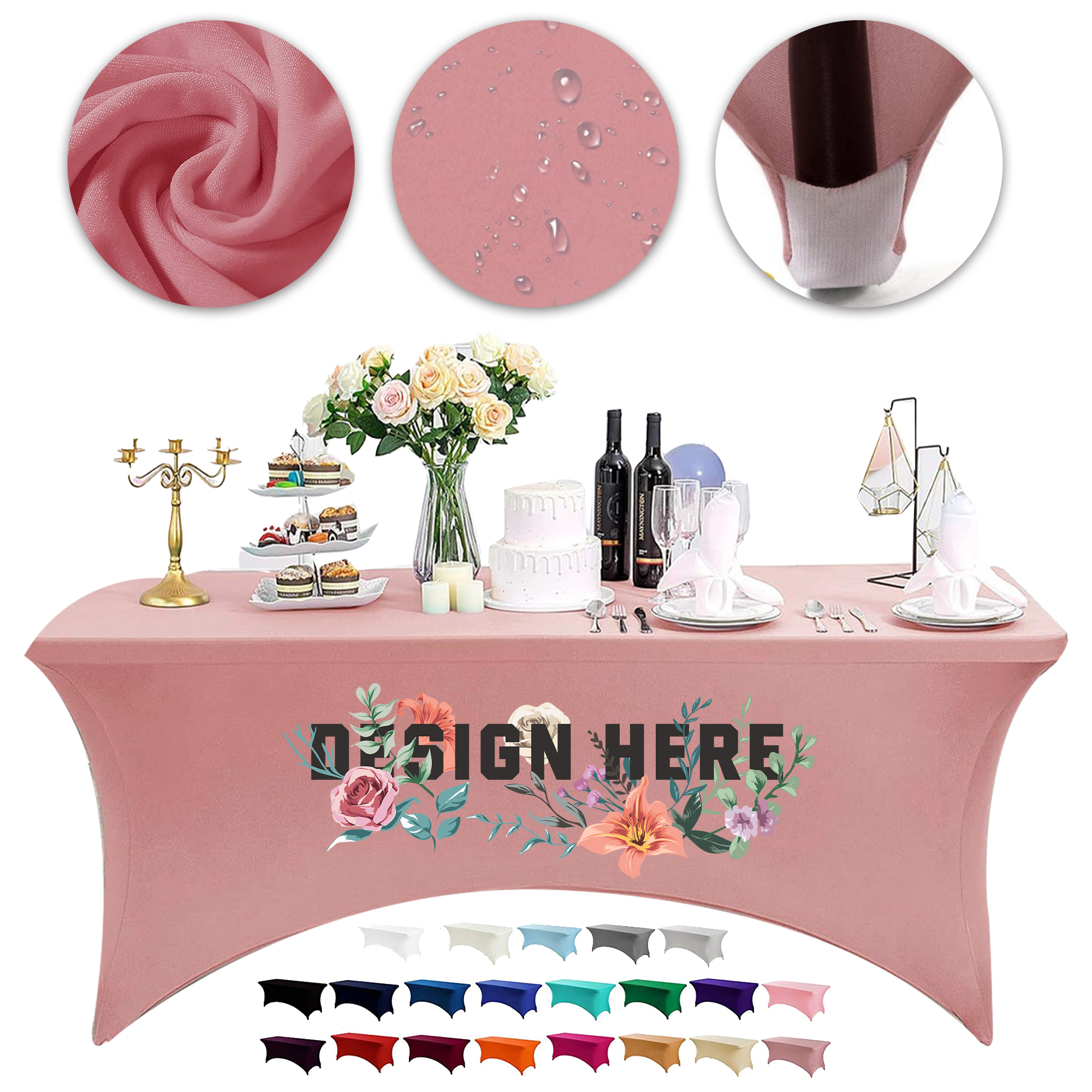 4FT Fitted Stretch Table Cover for Rectangle Tables 1