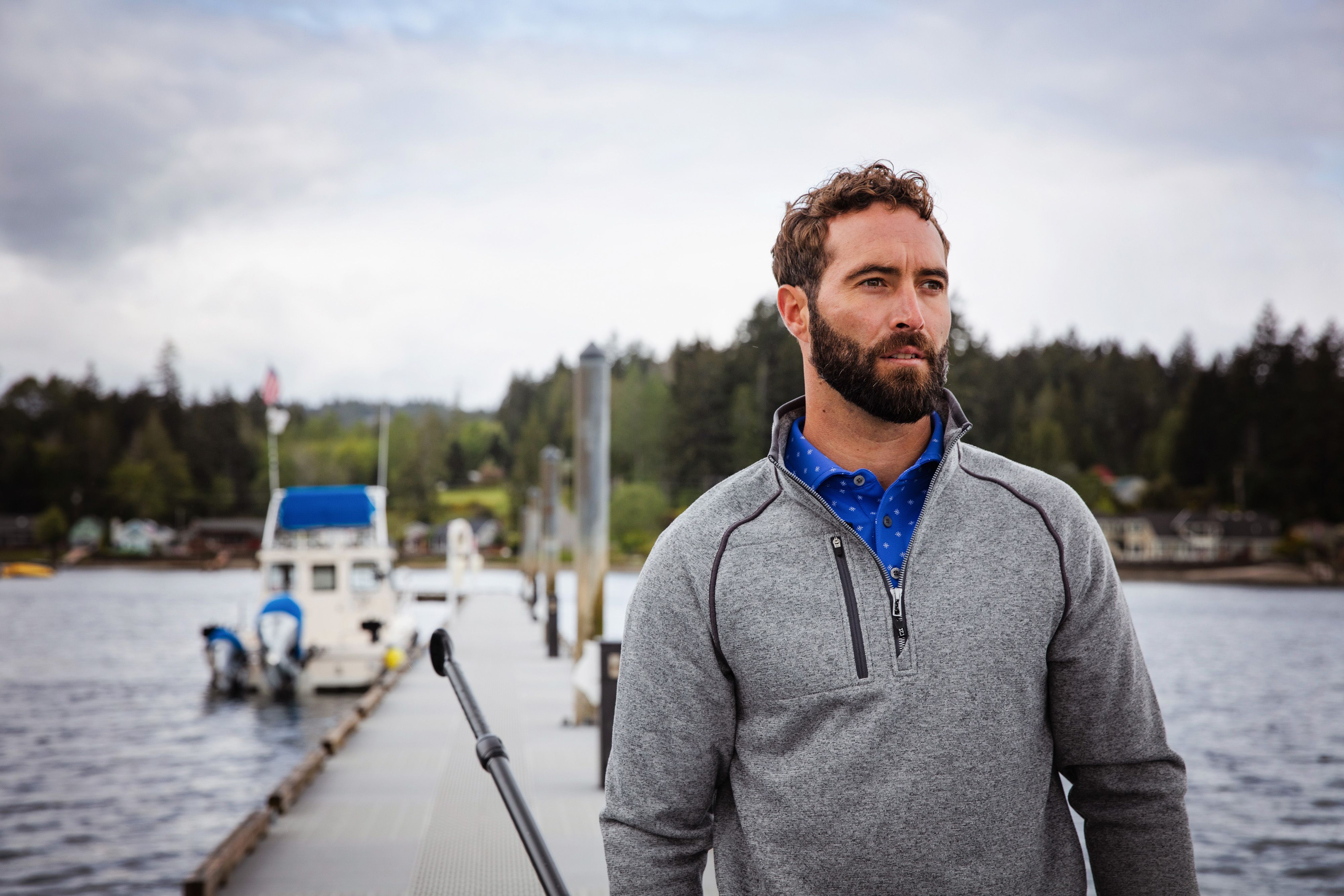 Cutter & Buck Mainsail Sweater-Knit Mens Half Zip Jacket 18