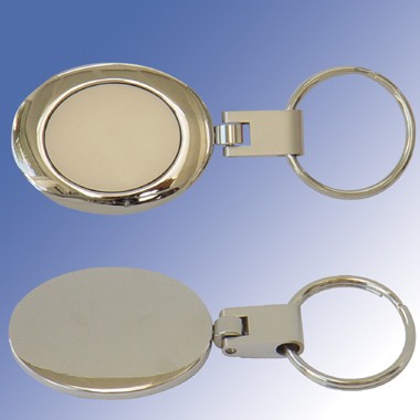 2 TONE OVAL KEY RING W/ SATIN CHROME FINISH 1