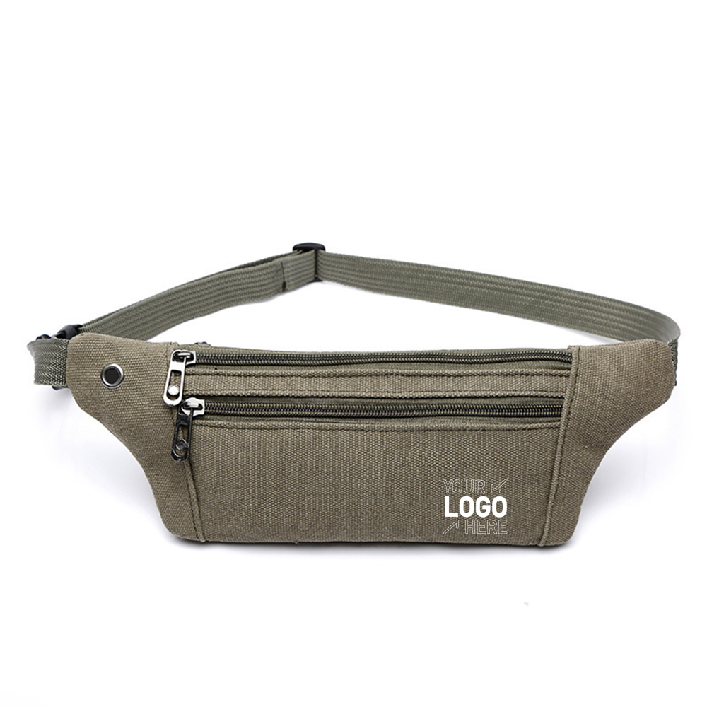 Canvas 3-Zipper Fanny Pack 3