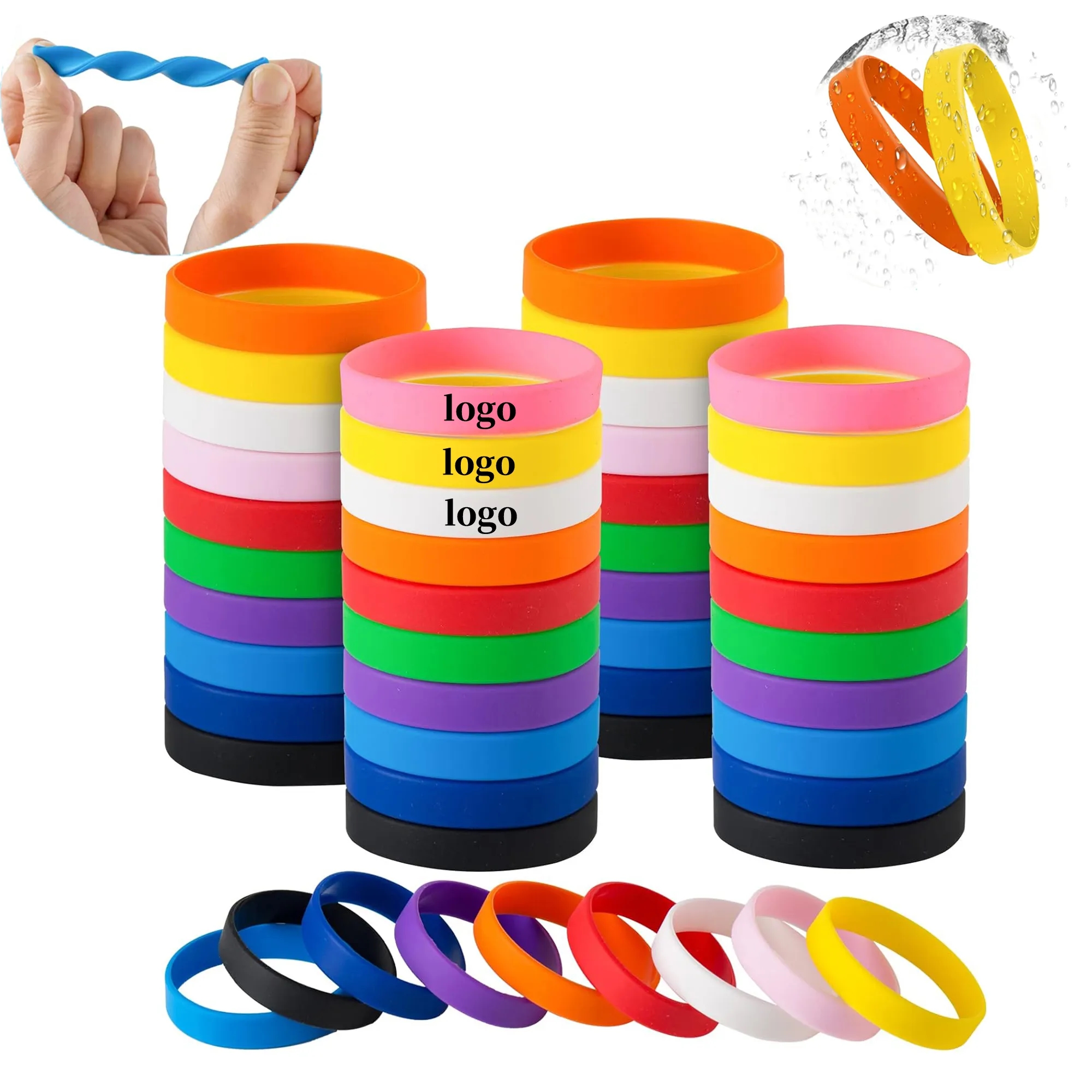 Rubber Bracelets Colored Blank Silicone Wristbands 2
