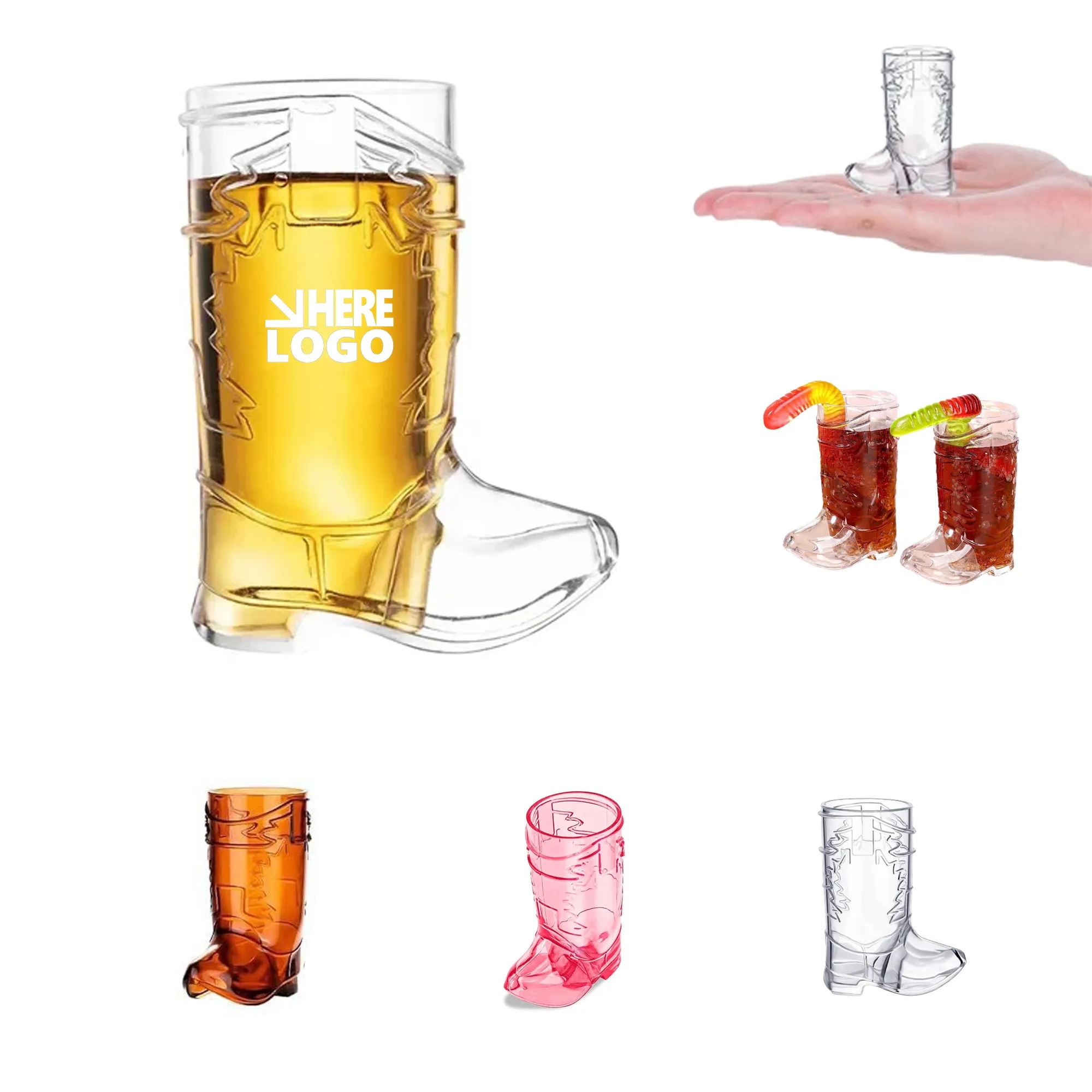 1Oz Mini Cowboy Boot Shot Plastic Cup Reusable MOQ100 2