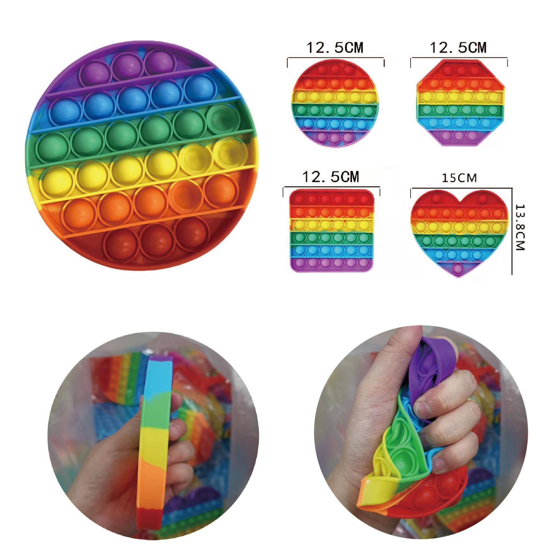 Rainbow Silicone Push Pop Bubble Pop It Fidget Toy 2