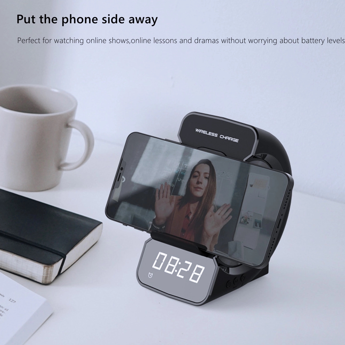 Bluetooth Speaker With Wireless Charger Radio Clock 10