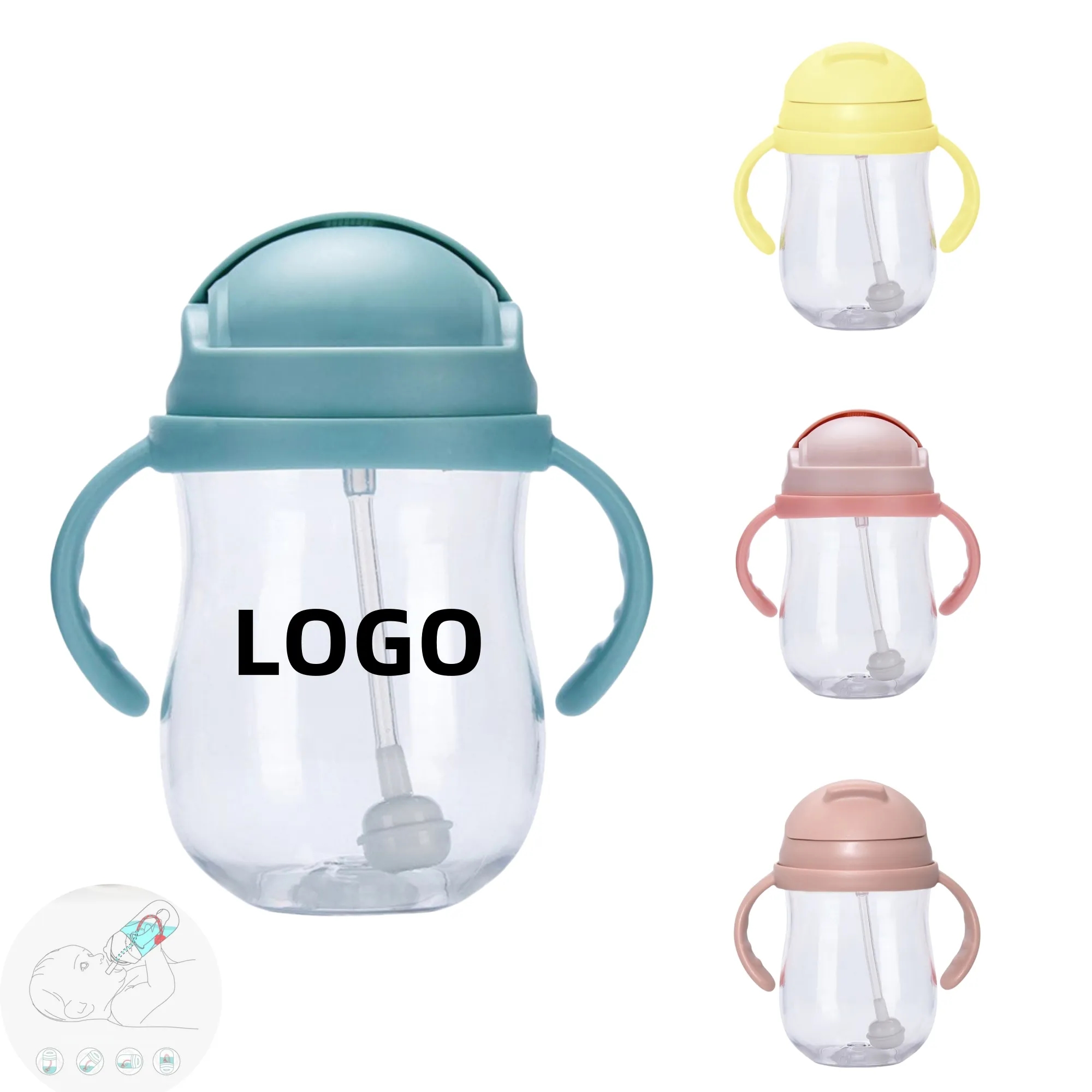 10oz Anti-Drop Gravity Ball Baby Cup With Handle And Straw 3