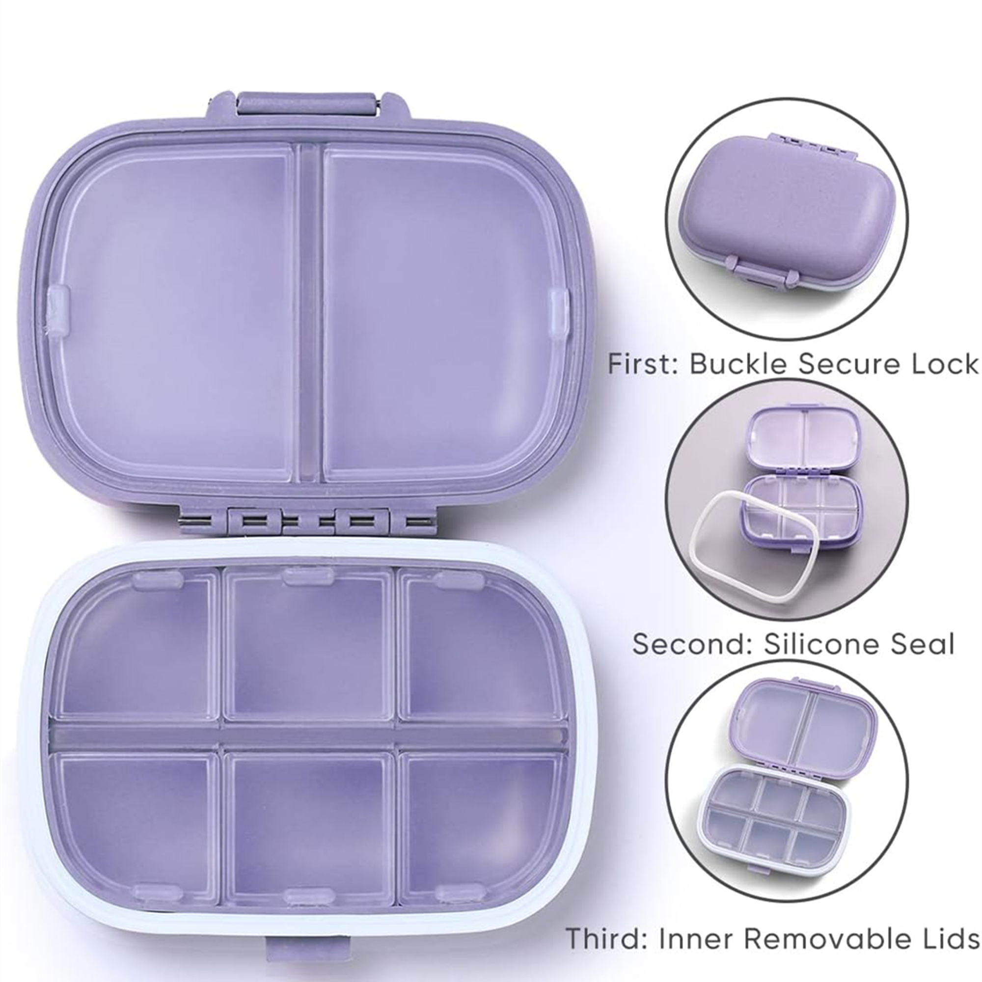 Travel Pill Organizer With 8 Compartments 3