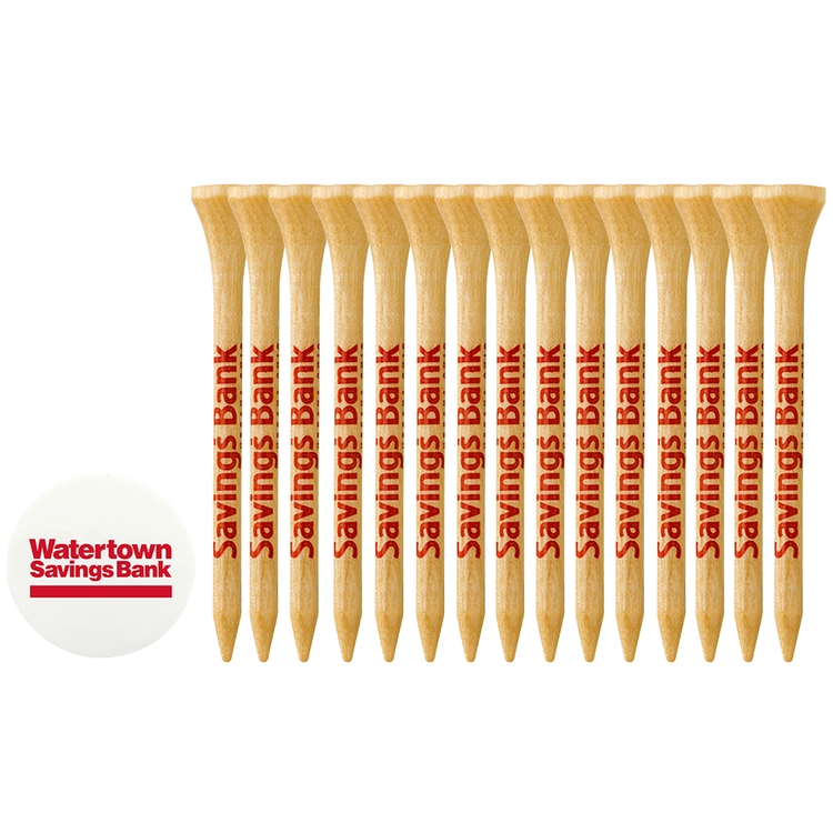 15 Wood Tees 2 3/4", 1 Ball Marker