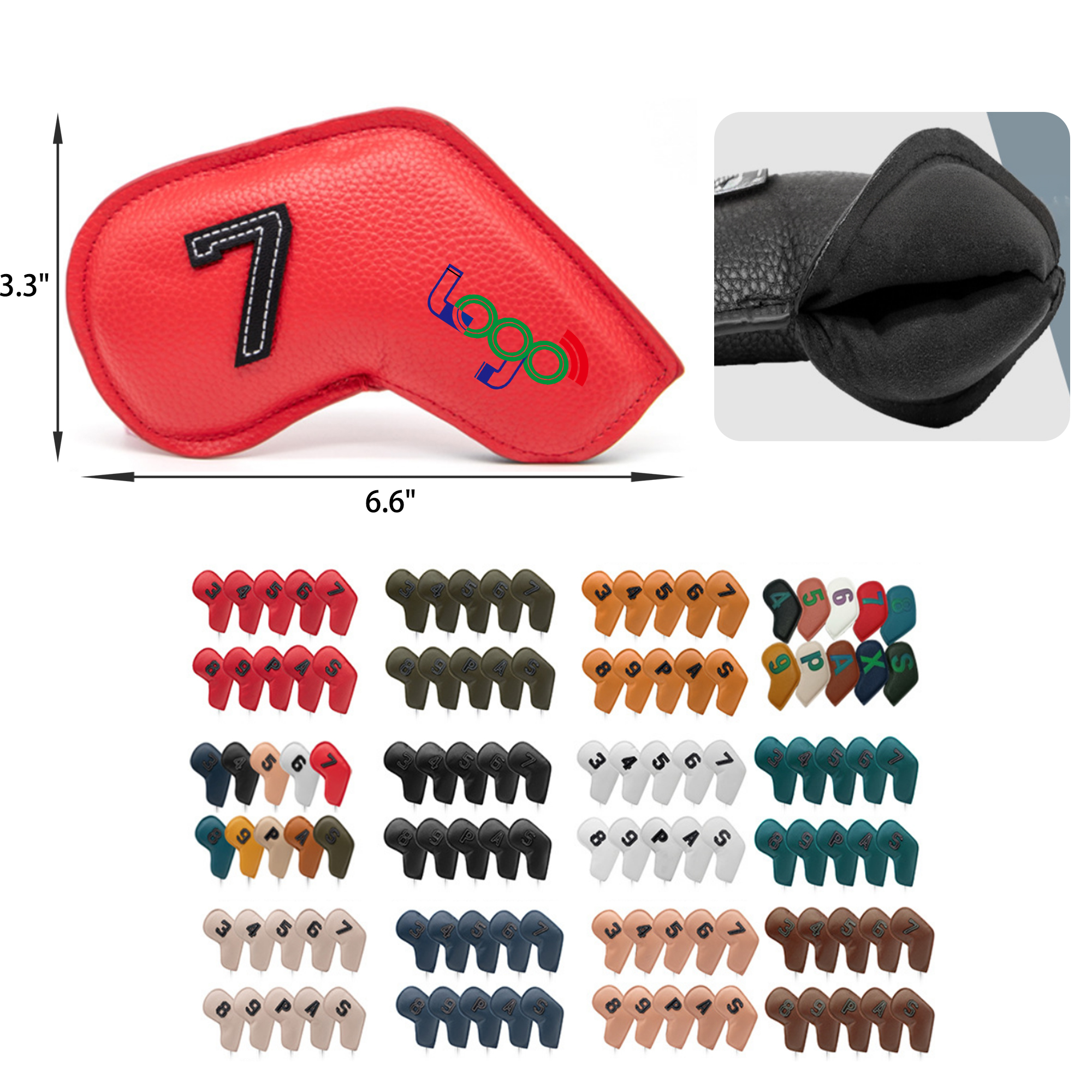 Luxurious 10 PCS Leather Golf Club Cover Set 3