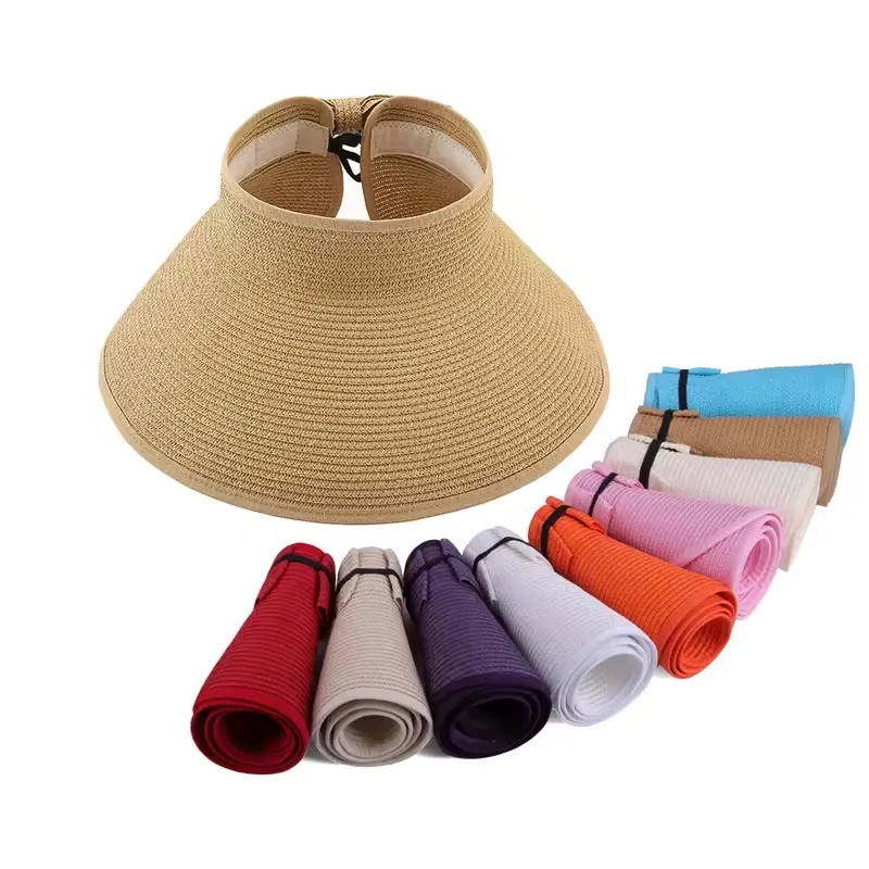 Women Wide Brim Roll-Up Straw Sun Hat 1
