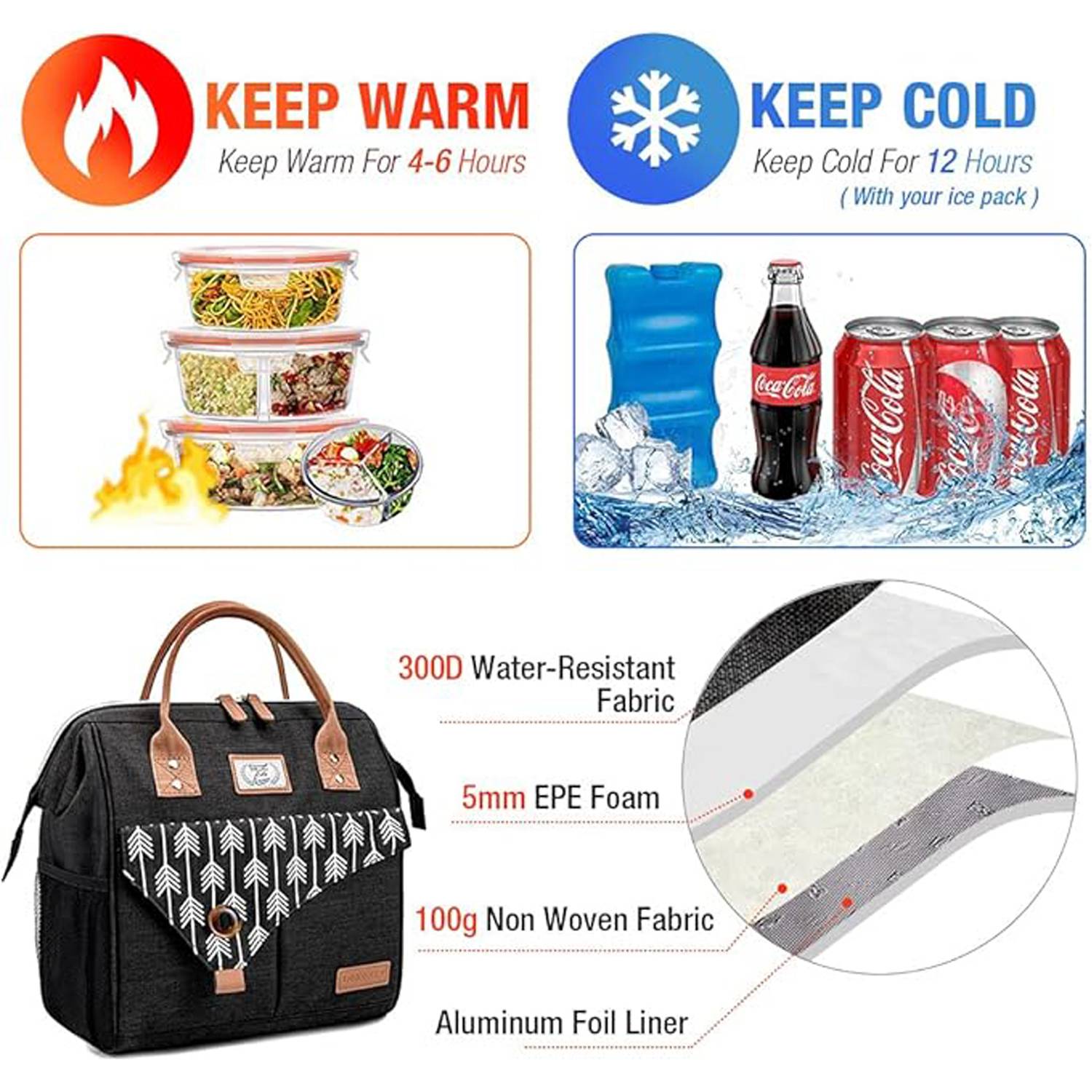 11L Non-Woven Insulated Lunch Cooler Tote Bag w/ Handle 8