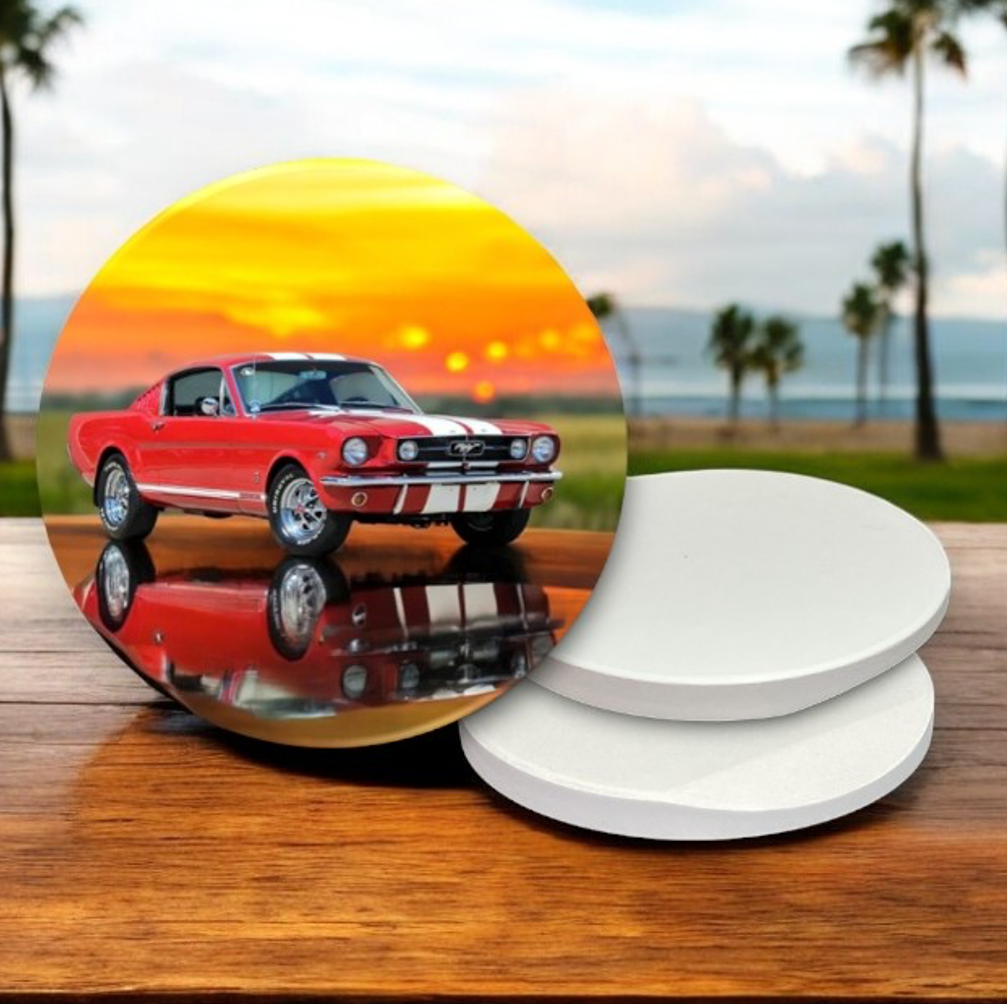 Semi-Gloss White Ceramic Car Coaster 3