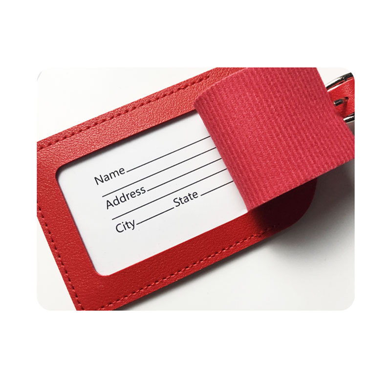 PU Leather Luggage Bag Tags w/Privacy Cover 10