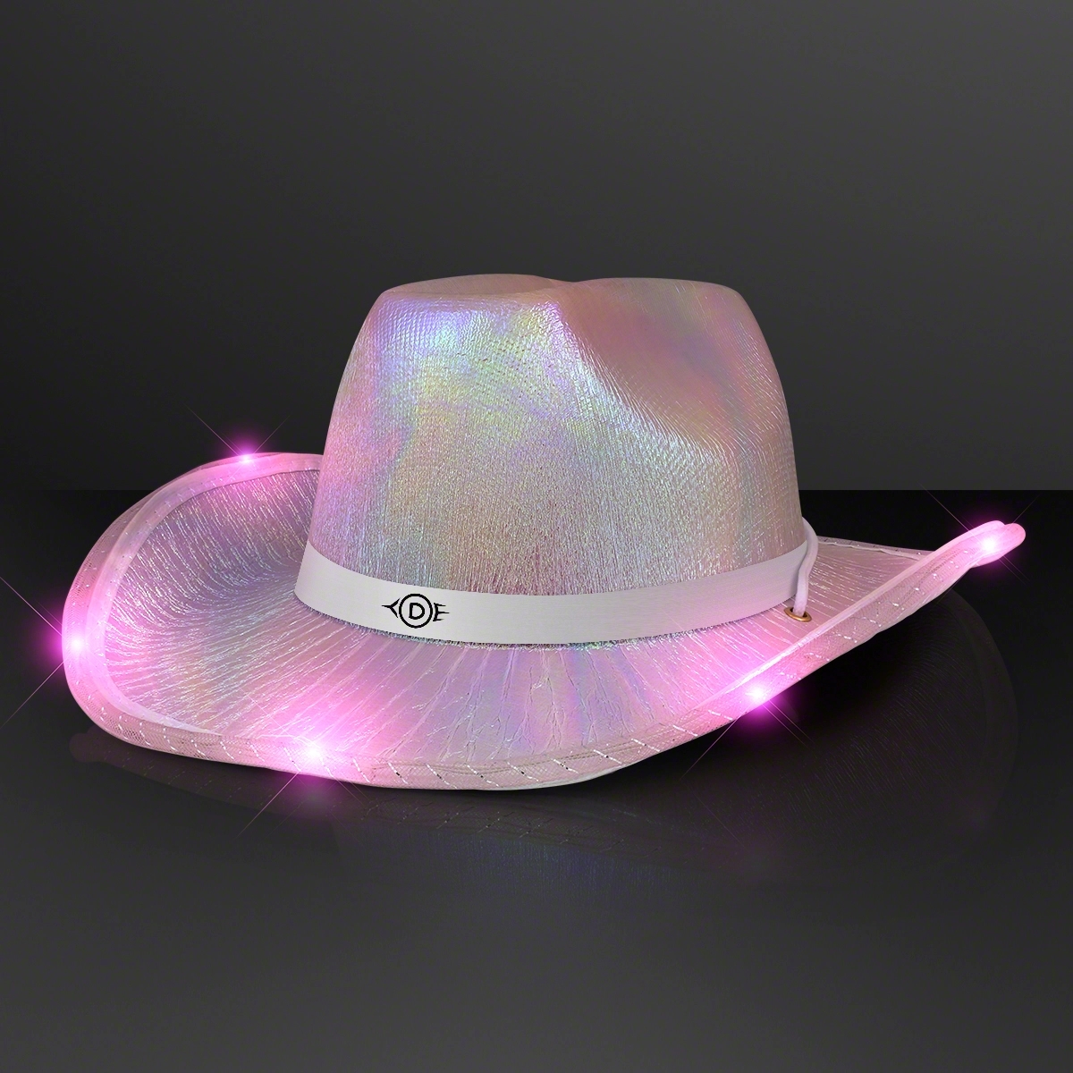 Light Up Iridescent Cowgirl Hat with White Band 9