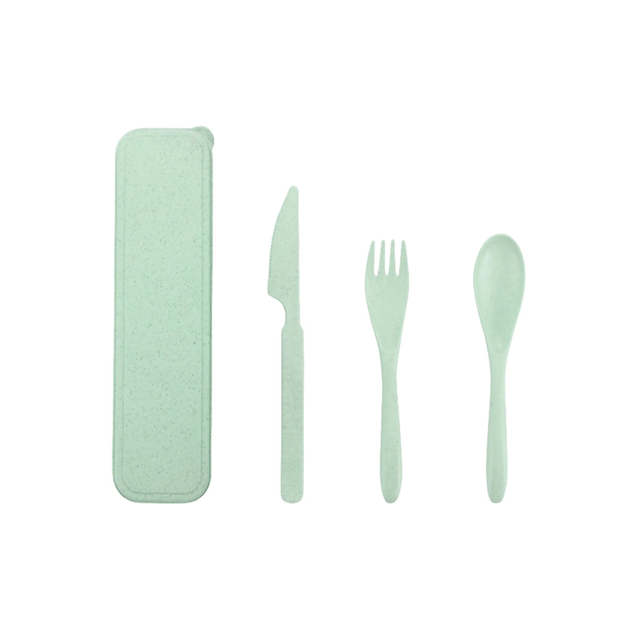 4 Pcs Portable Wheat Straw Cutlery Set With Case 5
