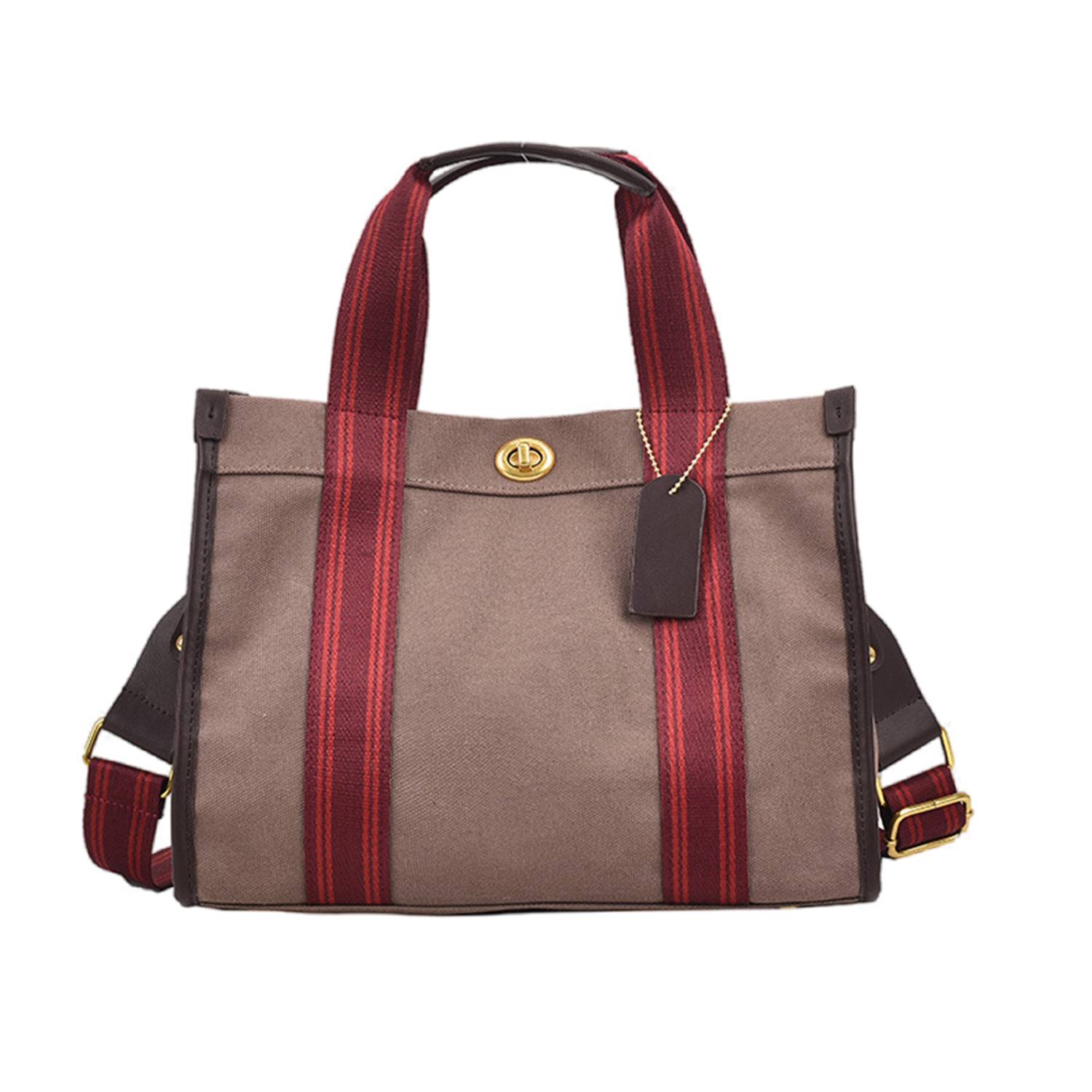 Canvas Tote Bag Retro Fashion Color Clash for Women 3