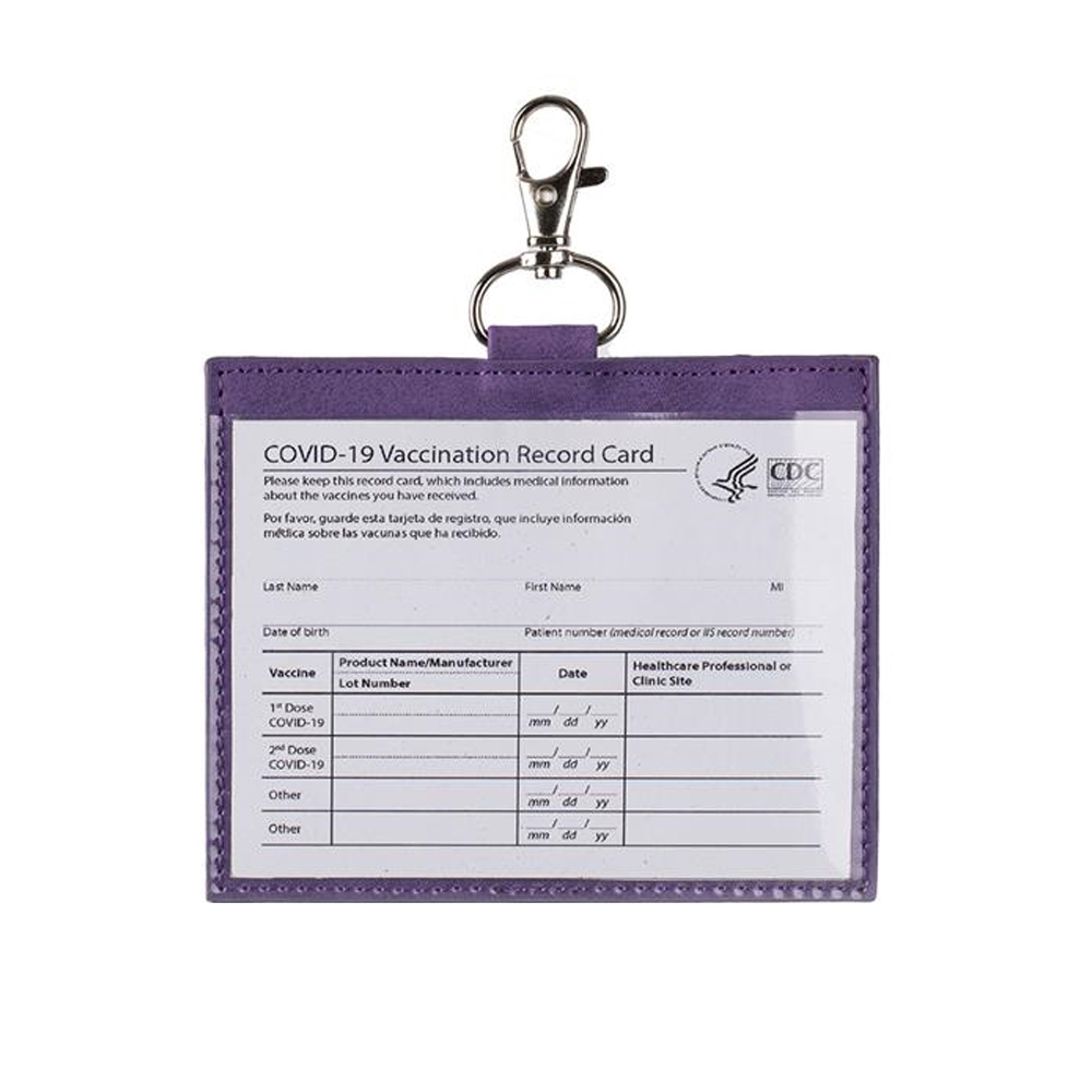 Leather Vaccine Card Wallet 4x3", promotional clip with logo imprint 3